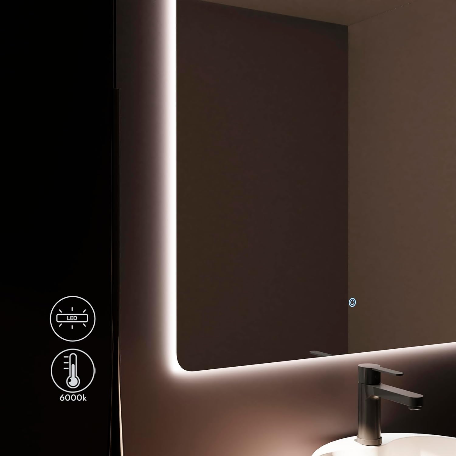 Baikal Specchio da Bagno Rettangolare 100x80cm Retroilluminato - immagine 6