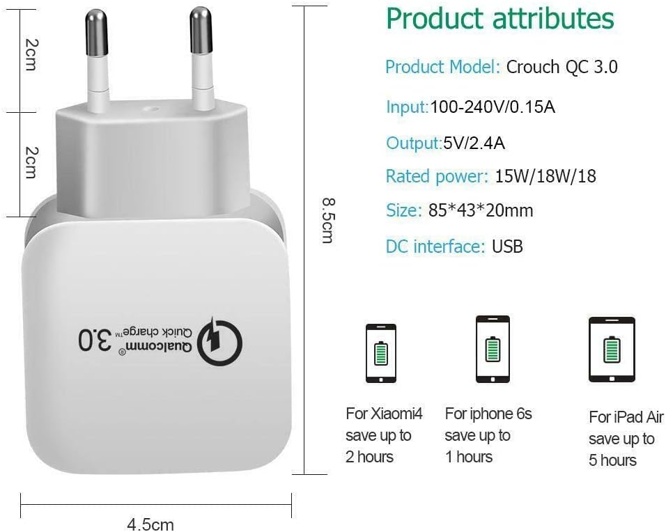 Caricatore USB da Muro Quick Charge 3.0 Universale - immagine 7