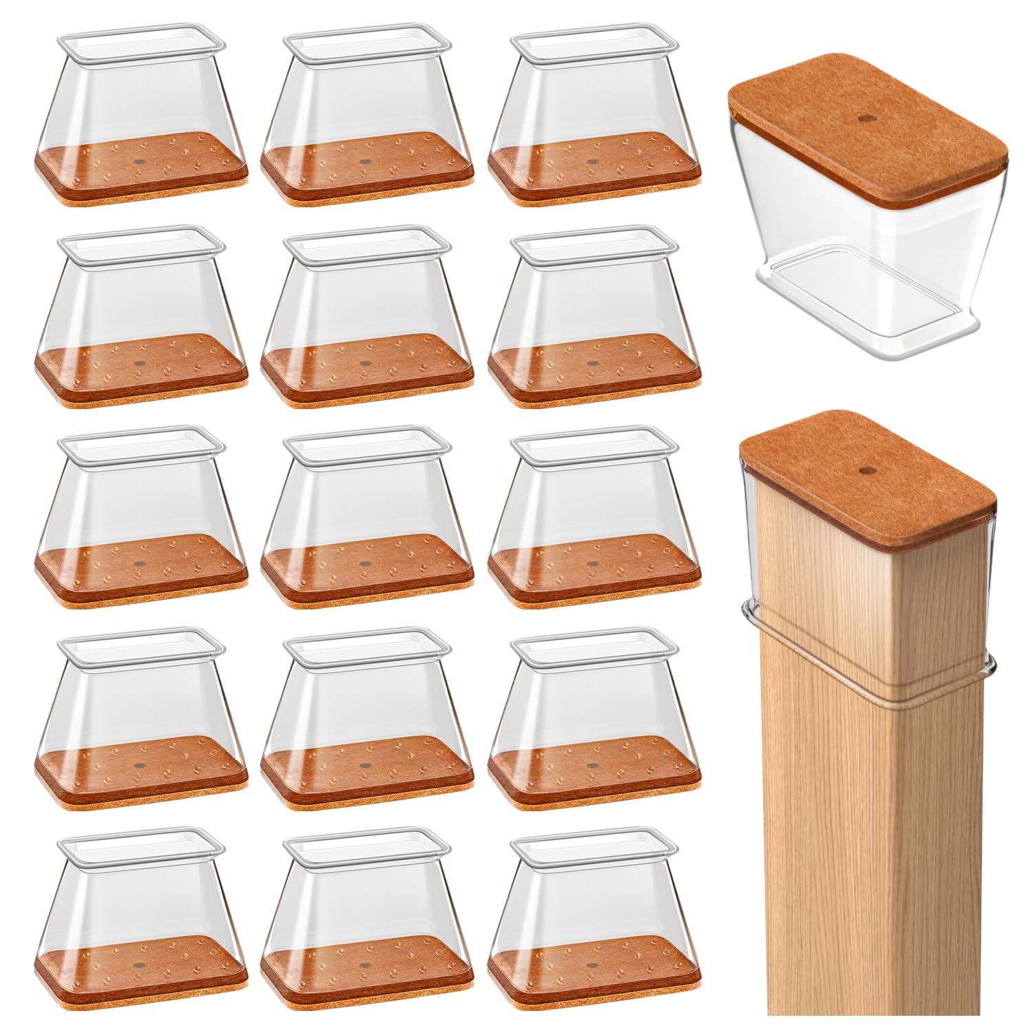 16 Gommini per Sedie Rettangolari Trasparenti