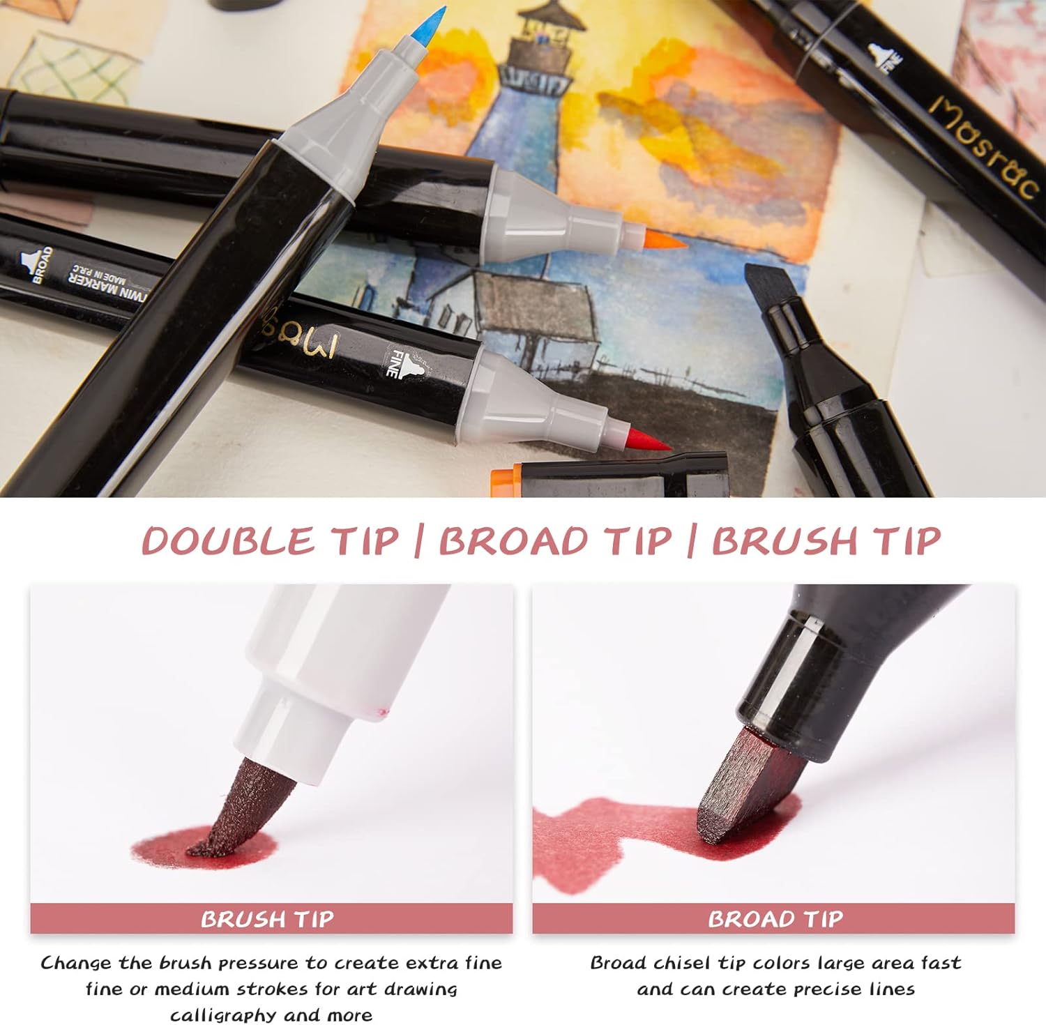 Pennarelli Punta Pennello Marker ad Alcool 121 Colori - immagine 5