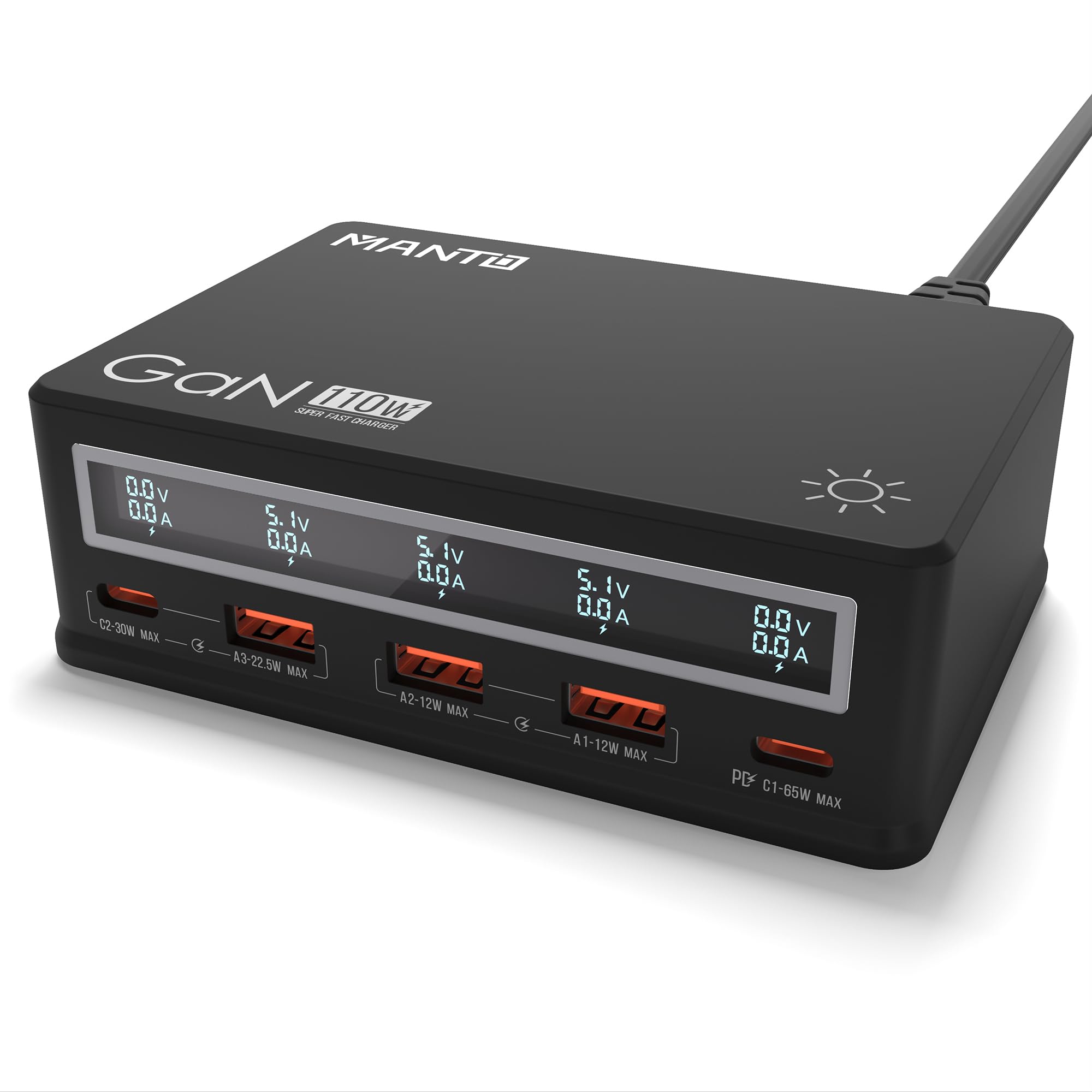Manto Caricatore USB-C GaN 110W con Display LCD