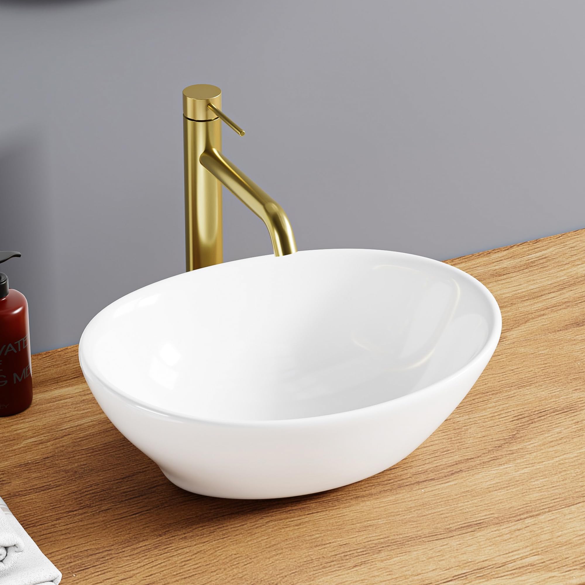 Lavabo Ovale Bianco 41,5x33,5x14,5 cm in Ceramica