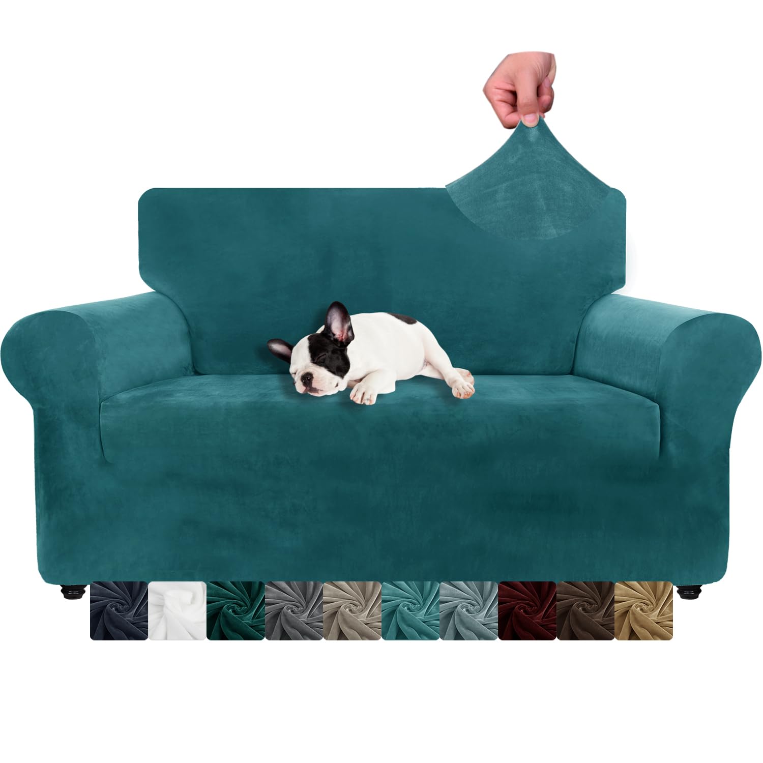 XINEAGE Copridivano 2 Posti in Velluto, Blu Pavone