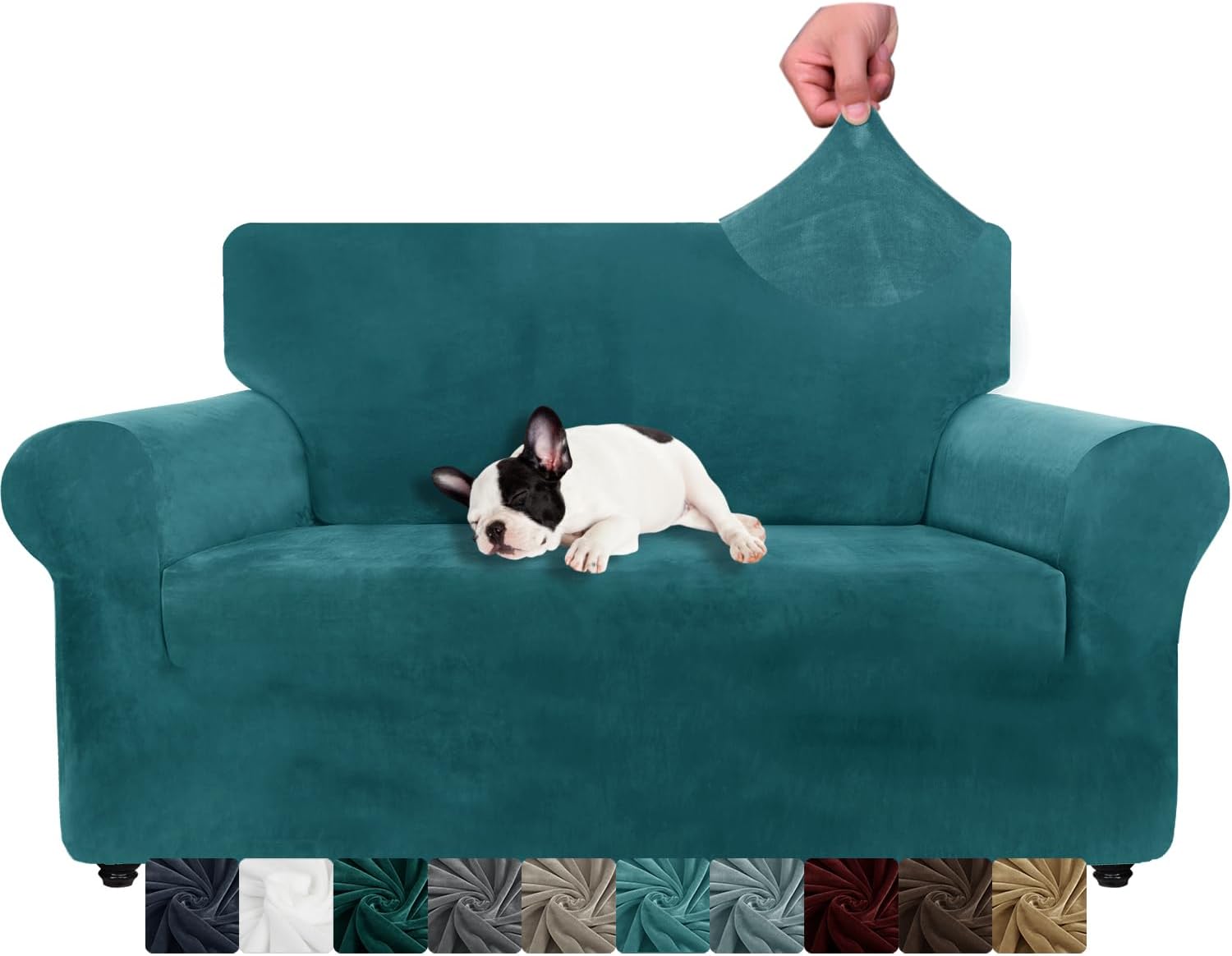 XINEAGE Copridivano 2 Posti in Velluto, Blu Pavone - immagine 1