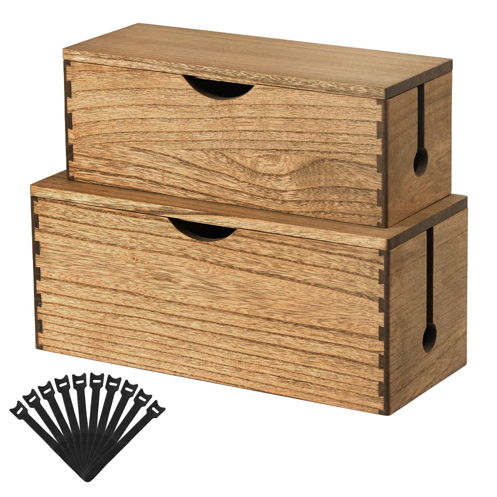 Kirigen Scatola Portacavi in Legno Massiccio (Set 2)