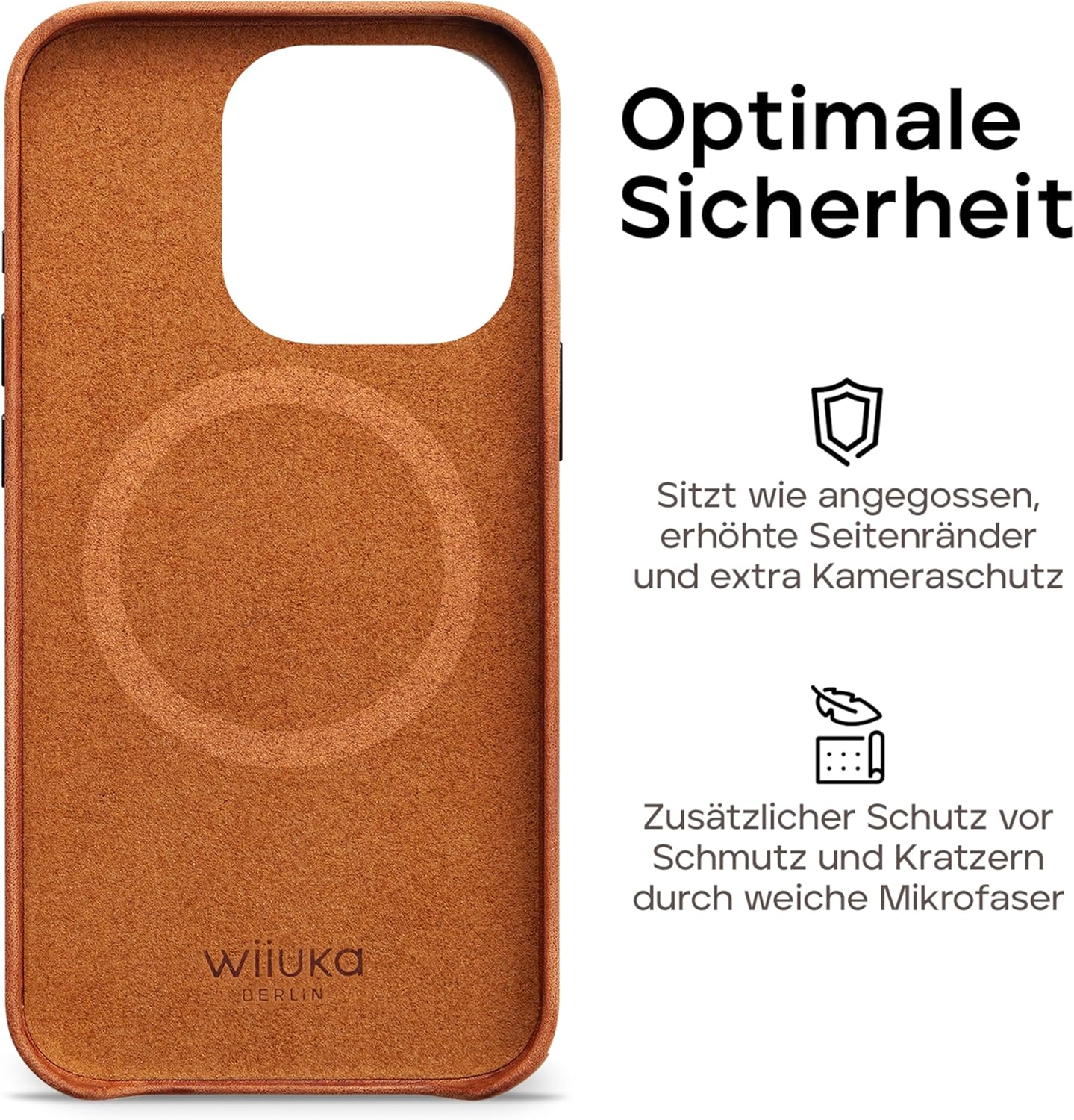Wiiuka Custodia per iPhone 15 Pro in pelle tedesca, Marrone - immagine 3