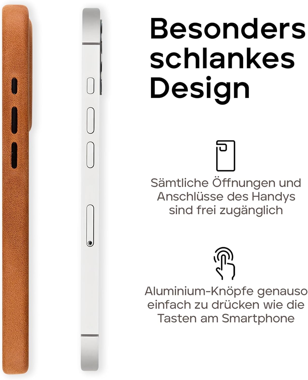 Wiiuka Custodia per iPhone 15 Pro in pelle tedesca, Marrone - immagine 5