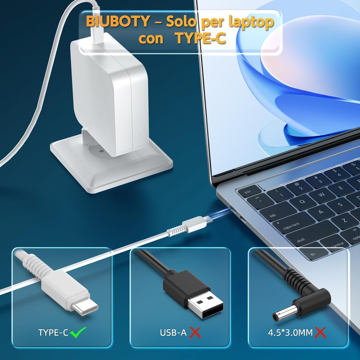 Alimentatore USB C 96W con Cavo 2M - immagine 4