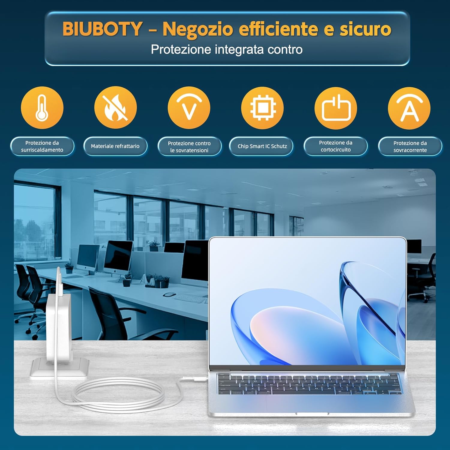 Alimentatore USB C 96W con Cavo 2M - immagine 5