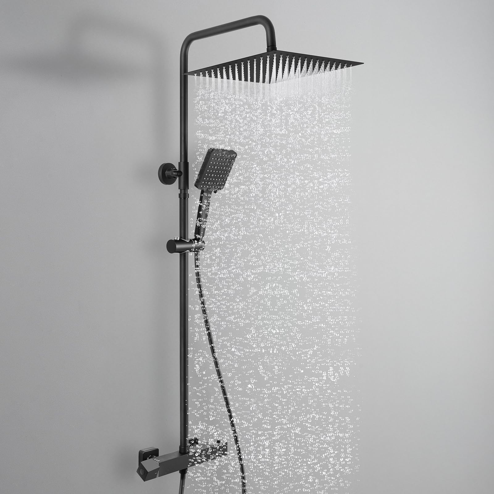 Auralum Colonna Doccia Termostatica Nera Acciaio Inox