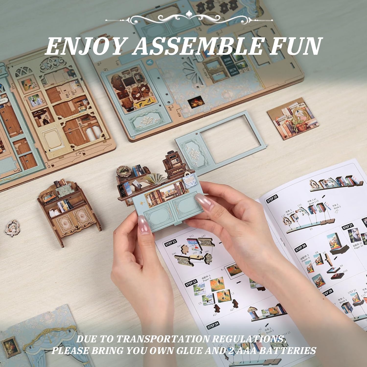 CUTEBEE Book Nook Kit - Miniature da Costruire in Legno - immagine 5