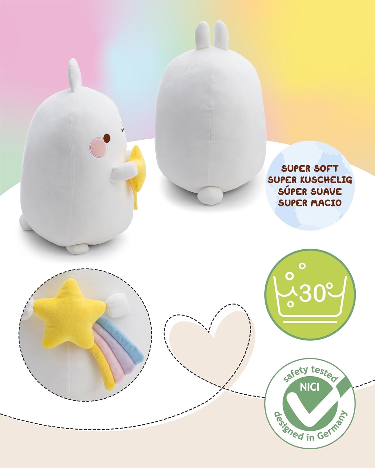 NICI Peluche MOLANG con Stella cadente 48 cm - Bianco - immagine 3