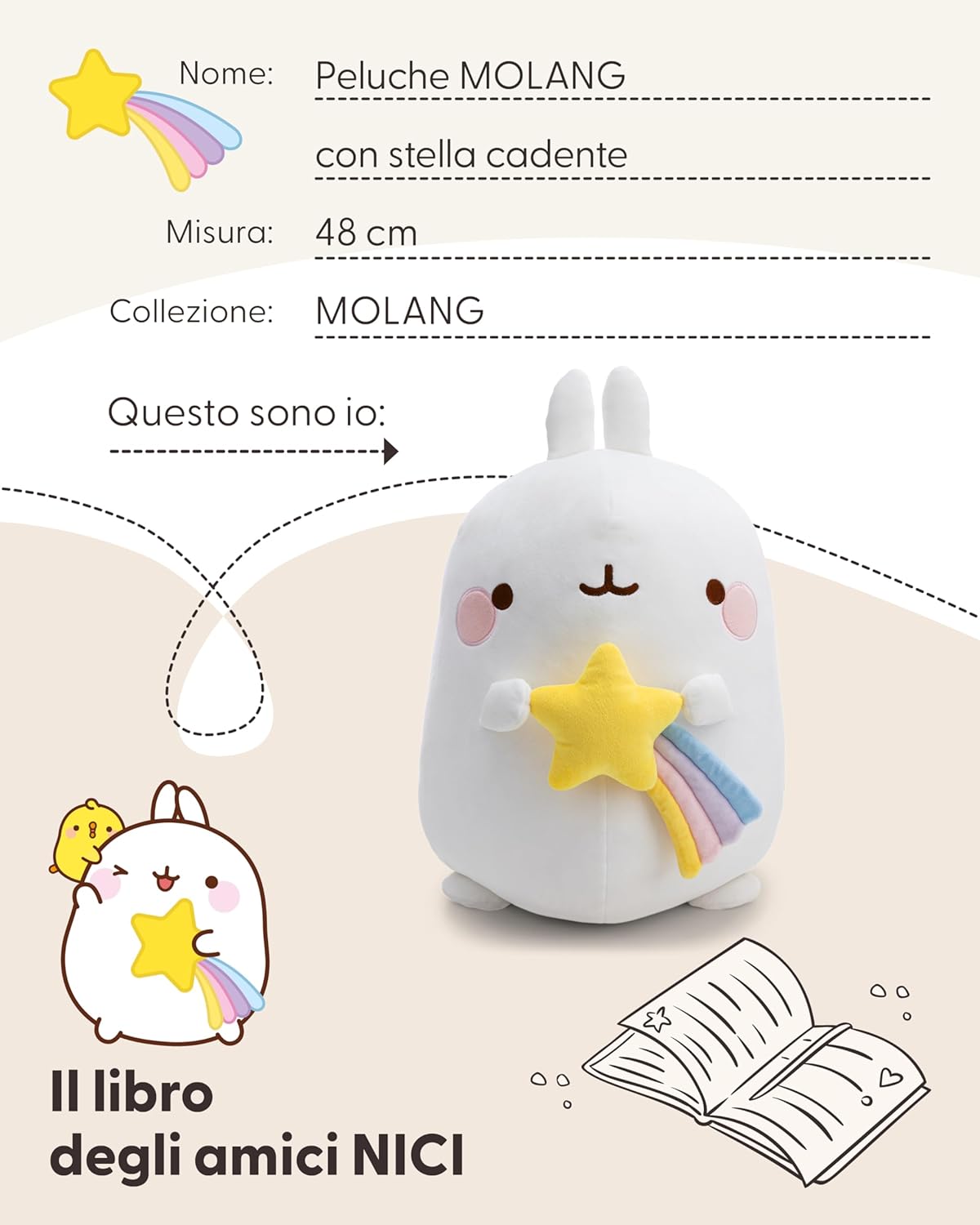 NICI Peluche MOLANG con Stella cadente 48 cm - Bianco - immagine 5