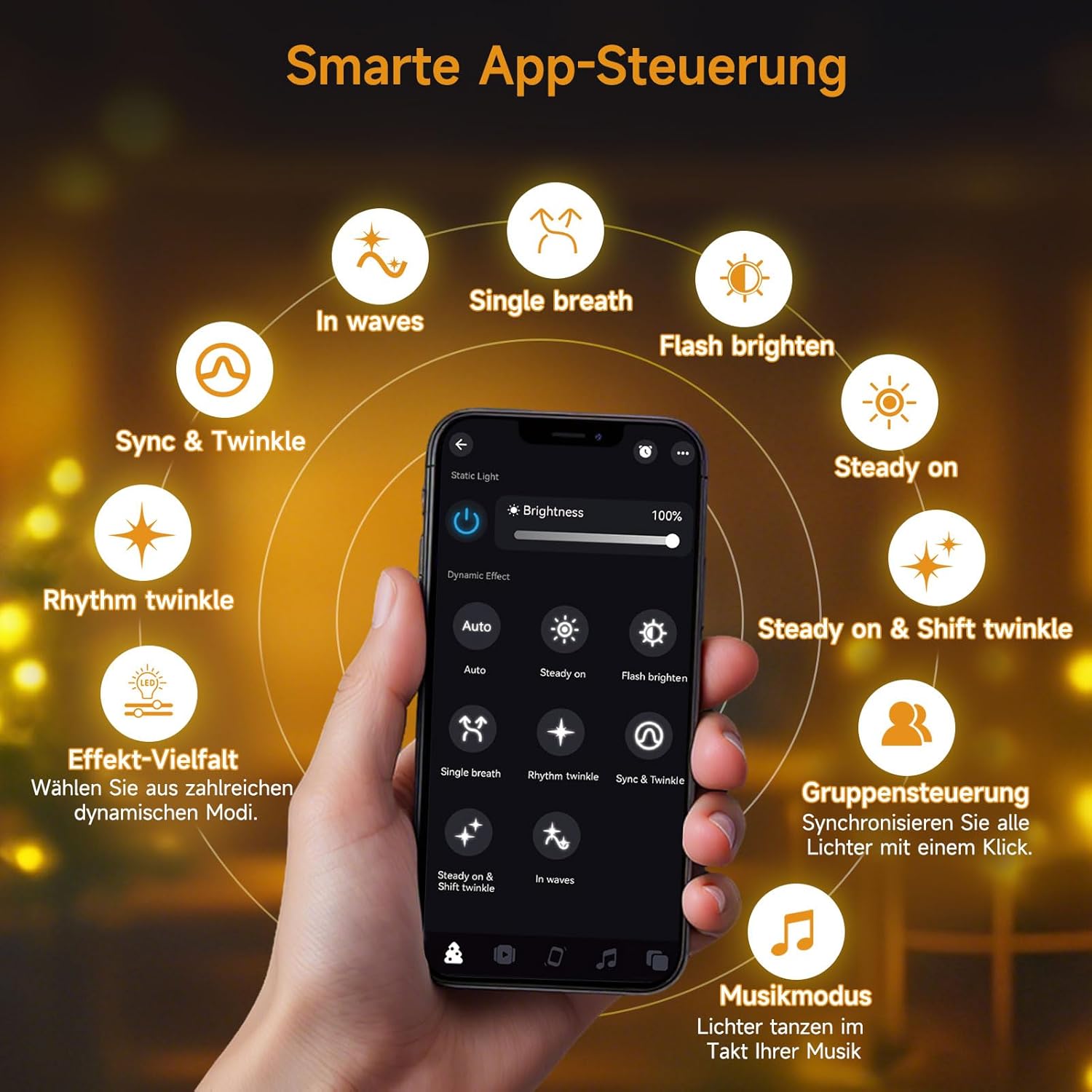 Wowdsgn Catena Luminosa LED Esterni 5m 220 LED, Bianco Caldo - immagine 3