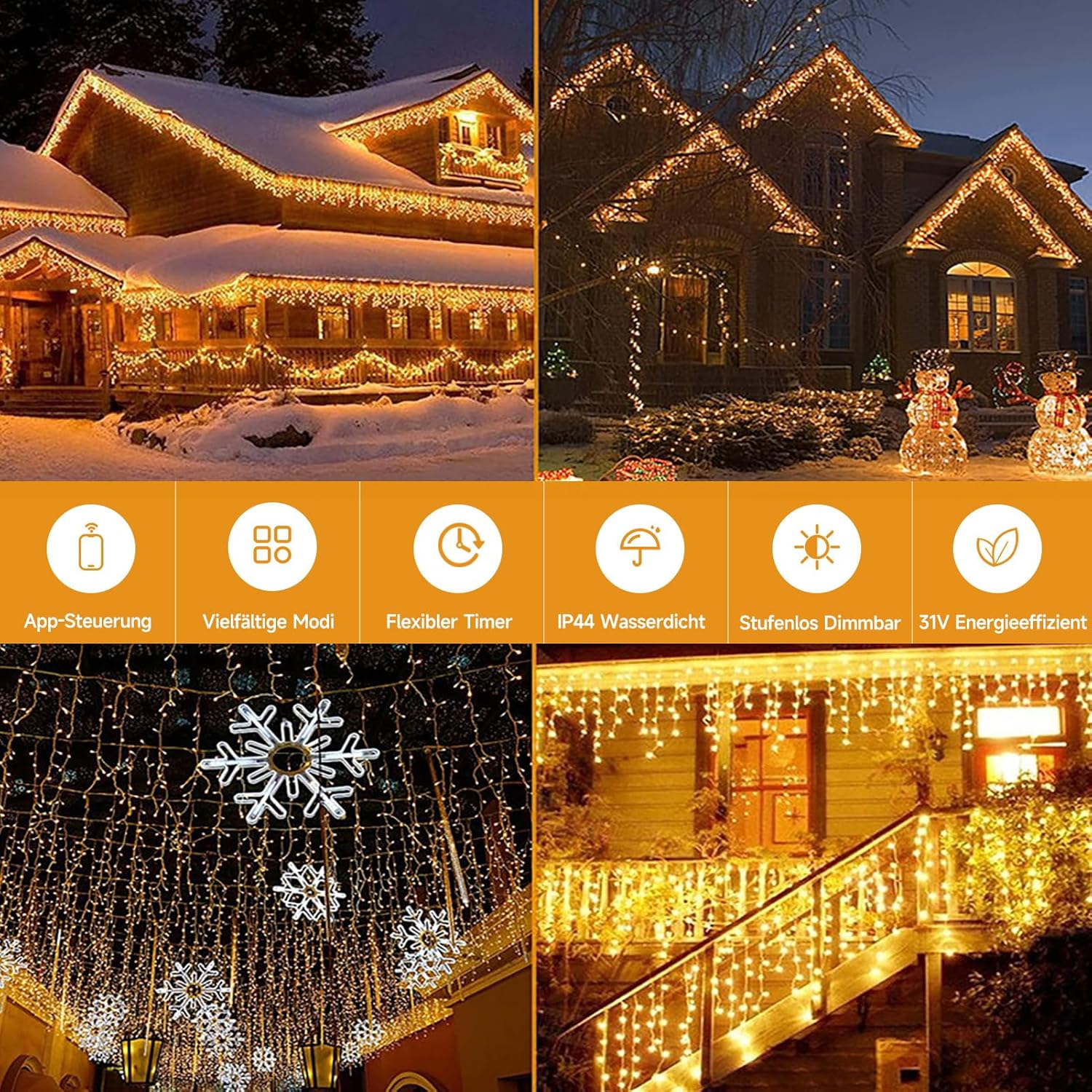 Wowdsgn Catena Luminosa LED Esterni 5m 220 LED, Bianco Caldo - immagine 5