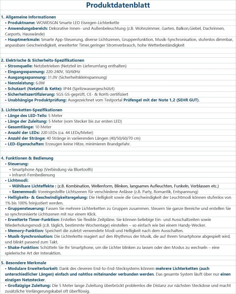 Wowdsgn Catena Luminosa LED Esterni 5m 220 LED, Bianco Caldo - immagine 7