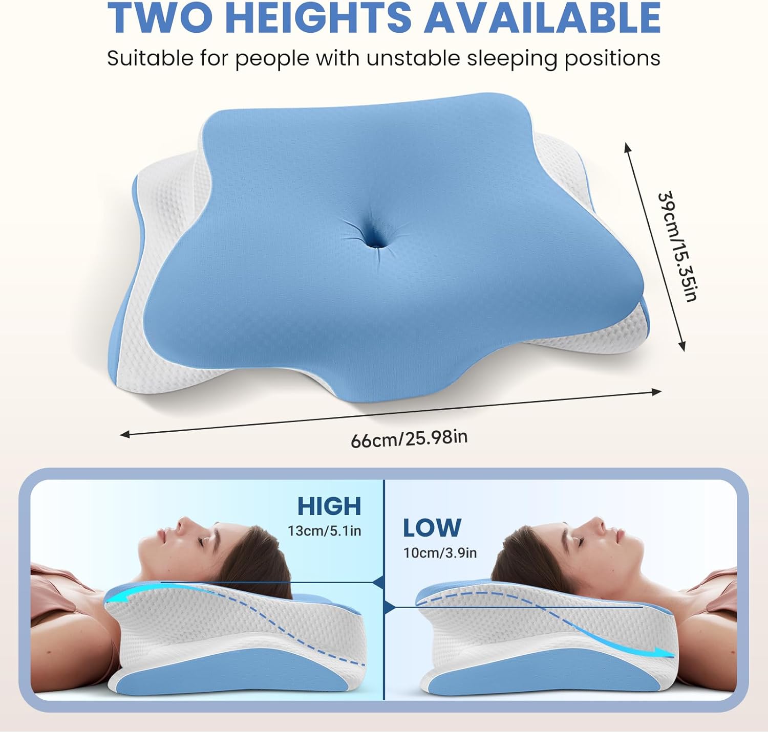 A-pce Cuscino Cervicale Memory Foam Ortopedico, Blu - immagine 3