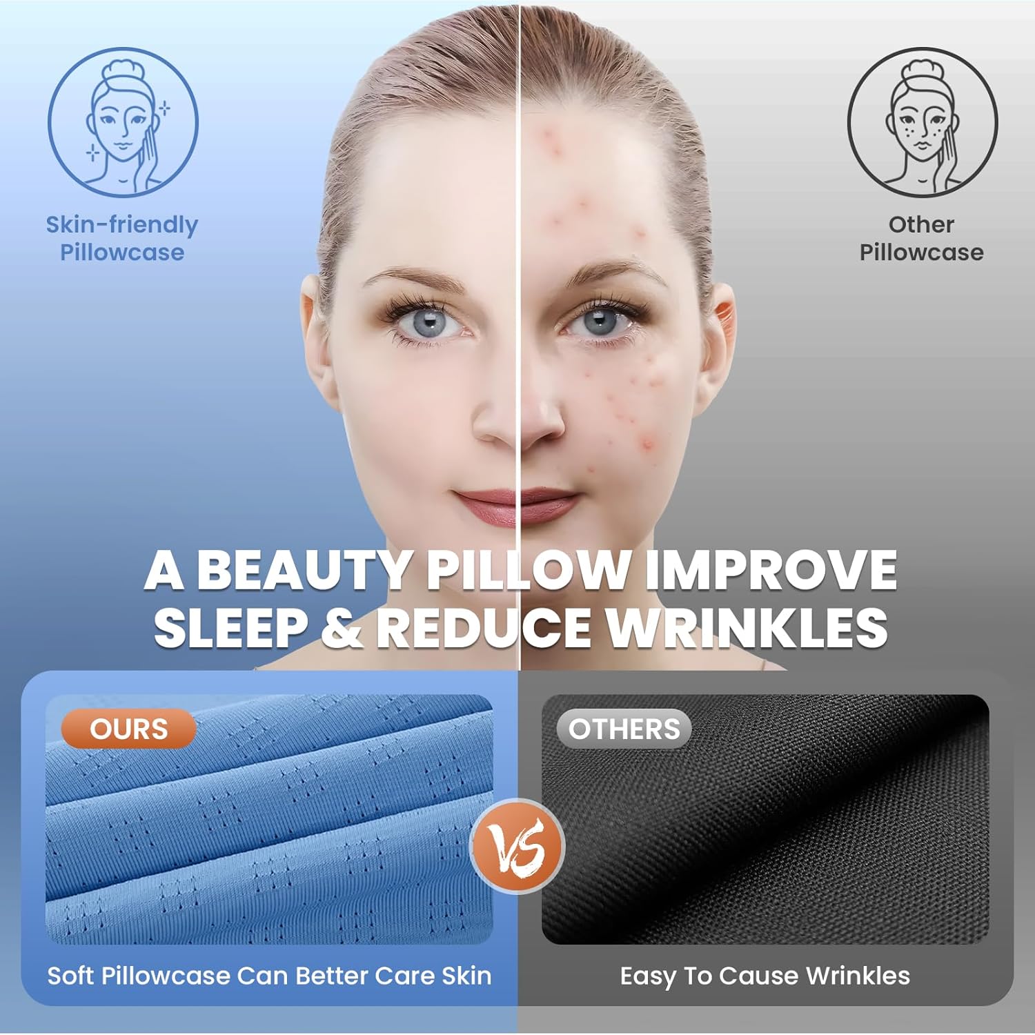 A-pce Cuscino Cervicale Memory Foam Ortopedico, Blu - immagine 4