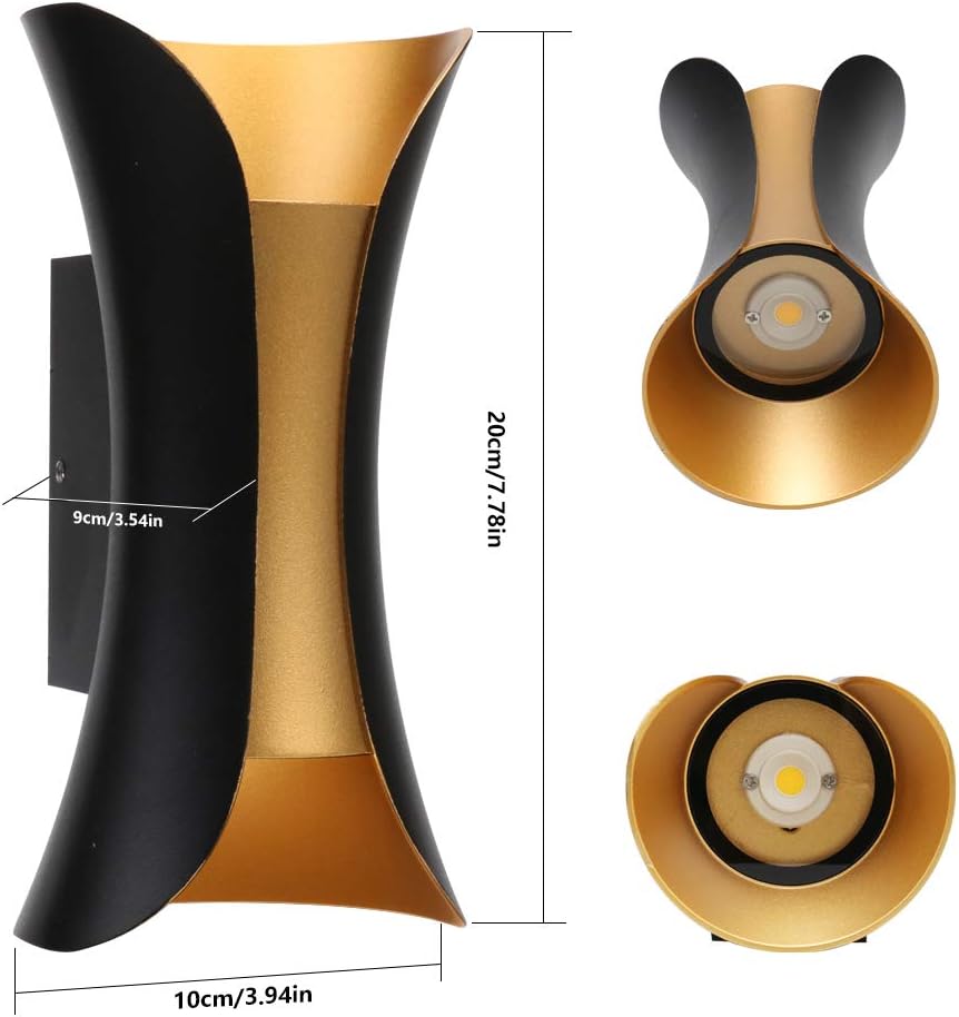 Klighten Applique da Parete LED 10W 2 Pezzi, Nero - immagine 3