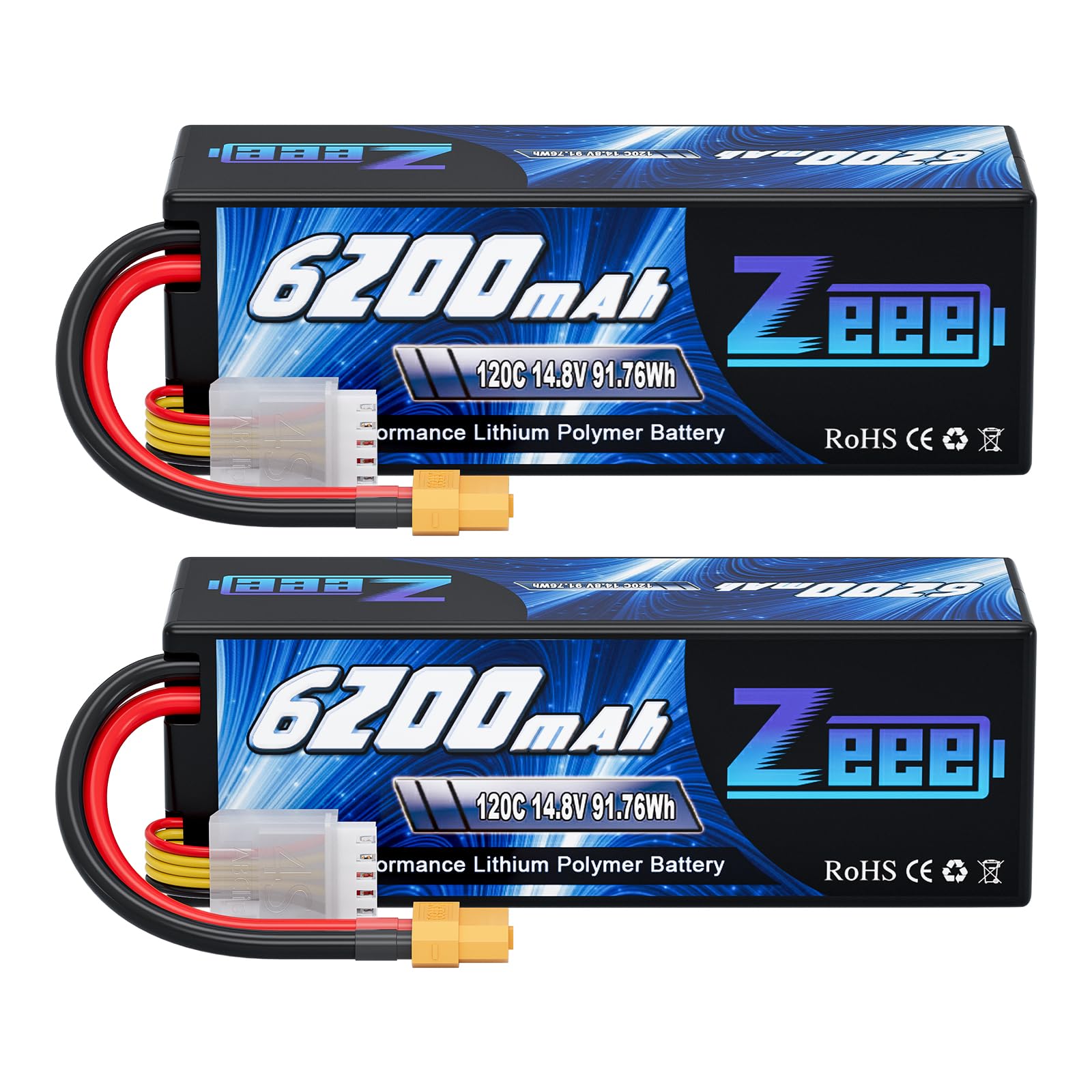 Zeee 4S Lipo 14,8V 120C 6200mAh Batteria RC XT60 (2 pezzi)