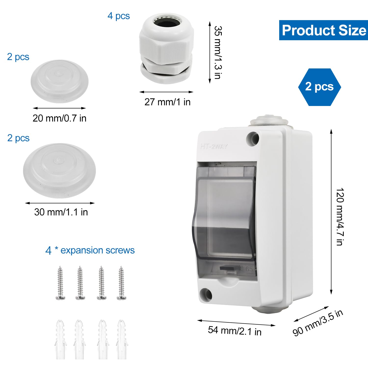 2 Pezzi Quadro Elettrico Esterno Piccolo 2 Moduli - immagine 2