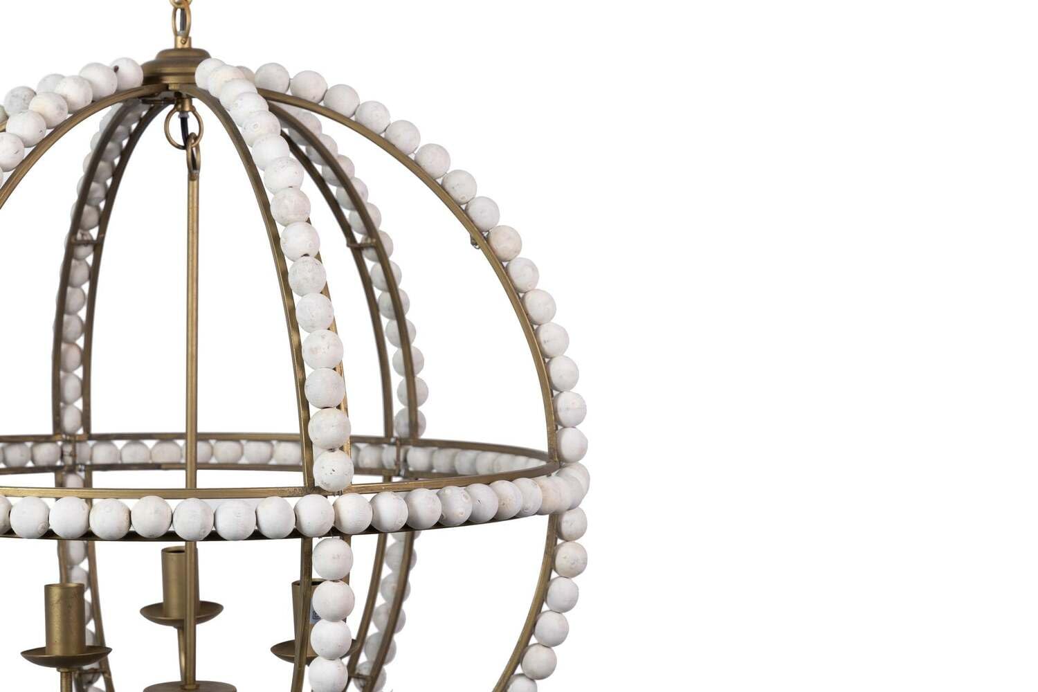 LAMPARA DE PIE BOLAS METAL MADERA 34x35x170 CM