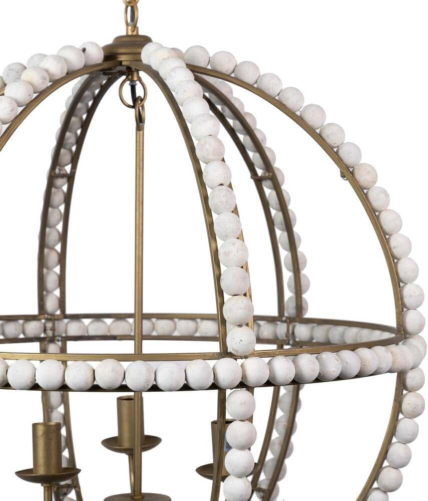 LAMPARA DE PIE BOLAS METAL MADERA 34x35x170 CM - immagine 1