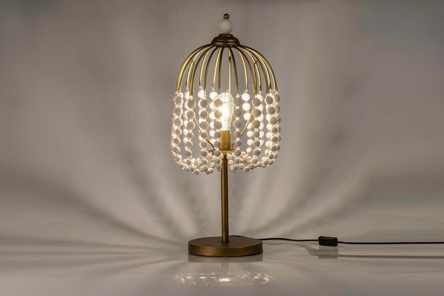 LAMPARA DE PIE BOLAS METAL MADERA 34x35x170 CM - immagine 7