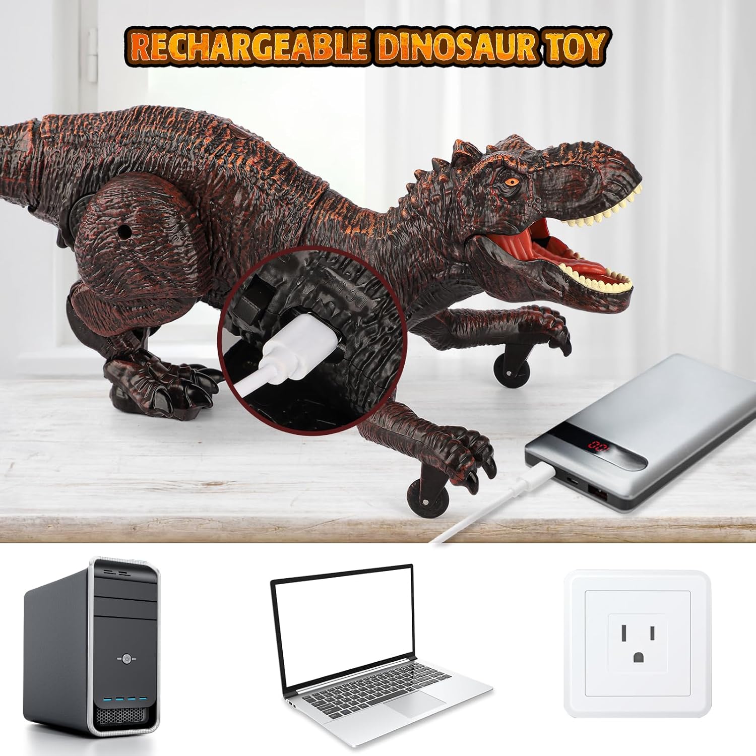 Dinosauro Giocattolo Telecomandato Ricaricabile - immagine 4