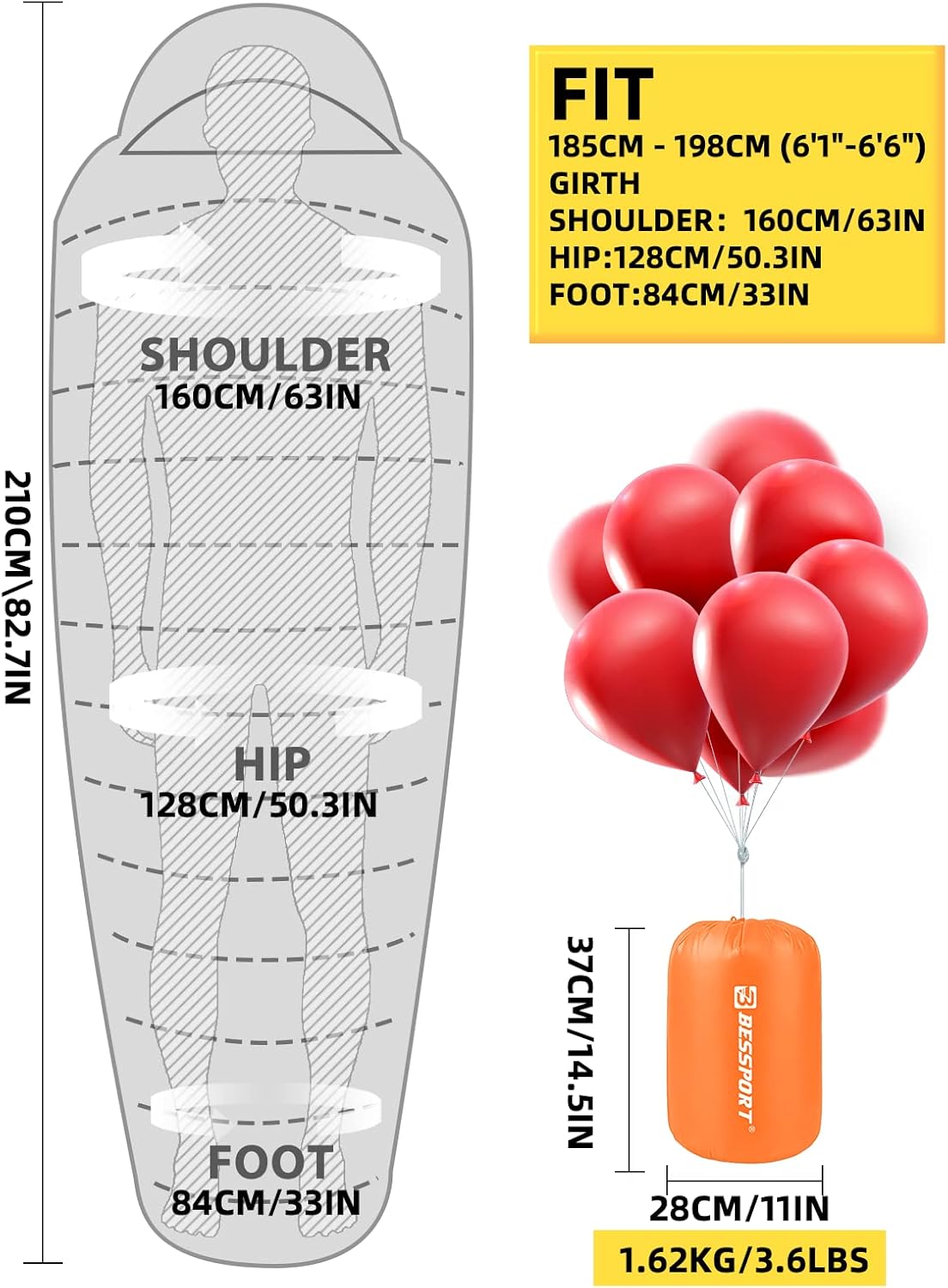 Bessport Sacco a Pelo a Mummia per Adulti - immagine 1