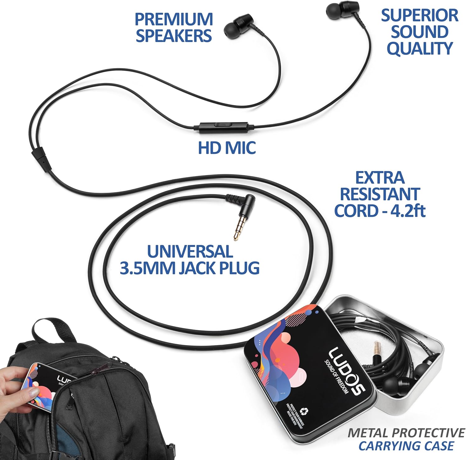 Ludos OMNITONE Auricolari In-Ear con Filo, Nero - immagine 2