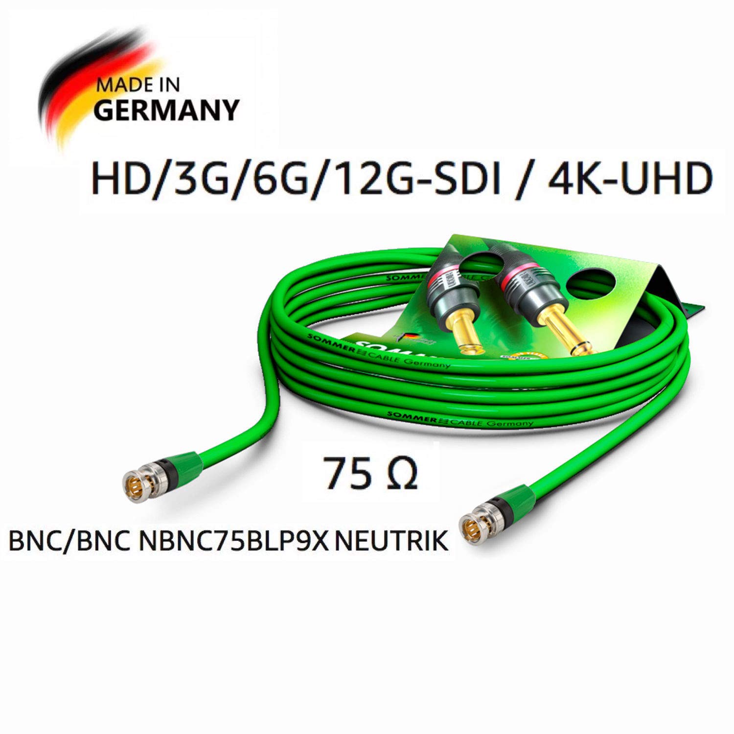 Sommer Cable - Cavo Patch Video 6G-SDI/4K, Verde - immagine 2
