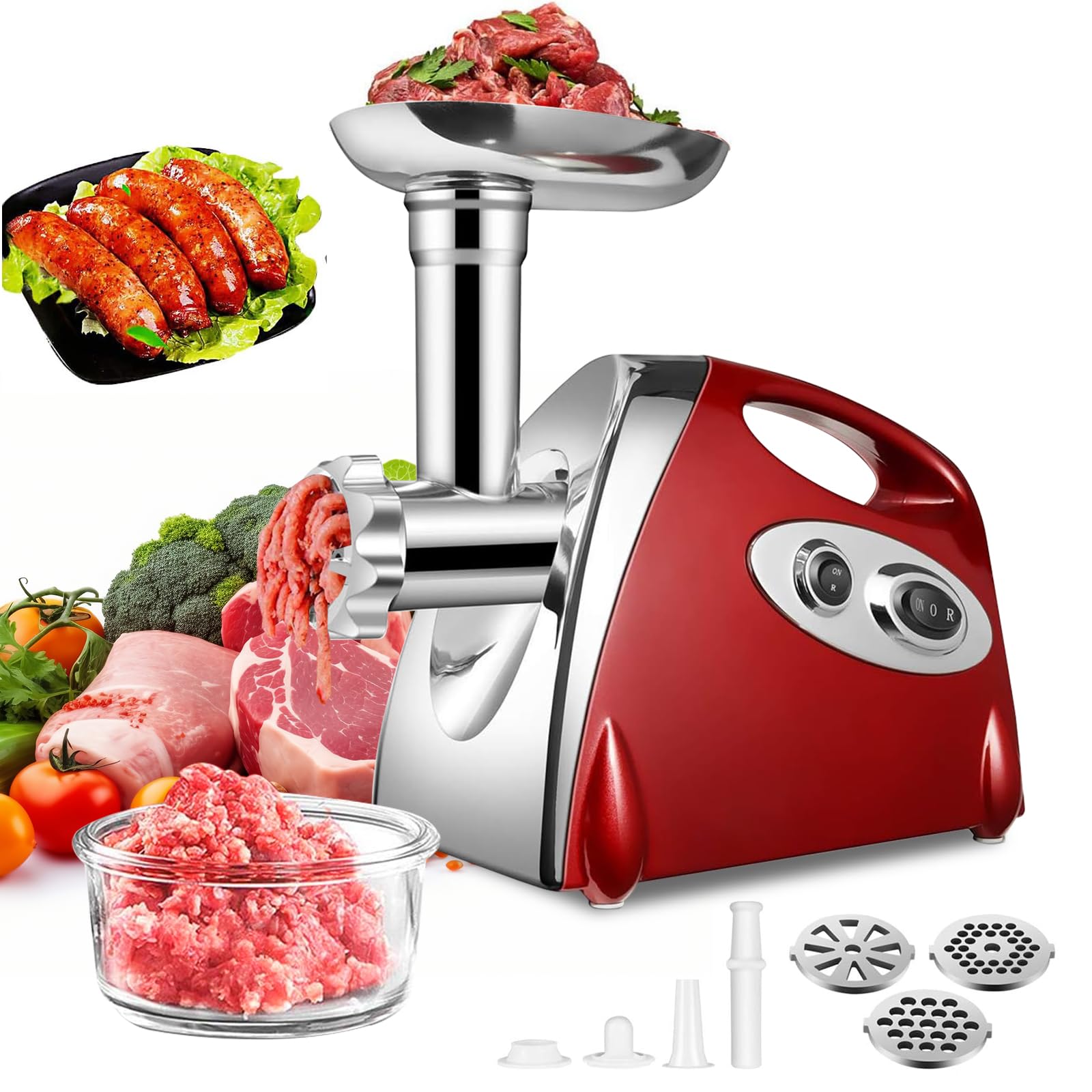 Sinzux Tritacarne e Salsicciaio Elettrico 2800W, Rosso