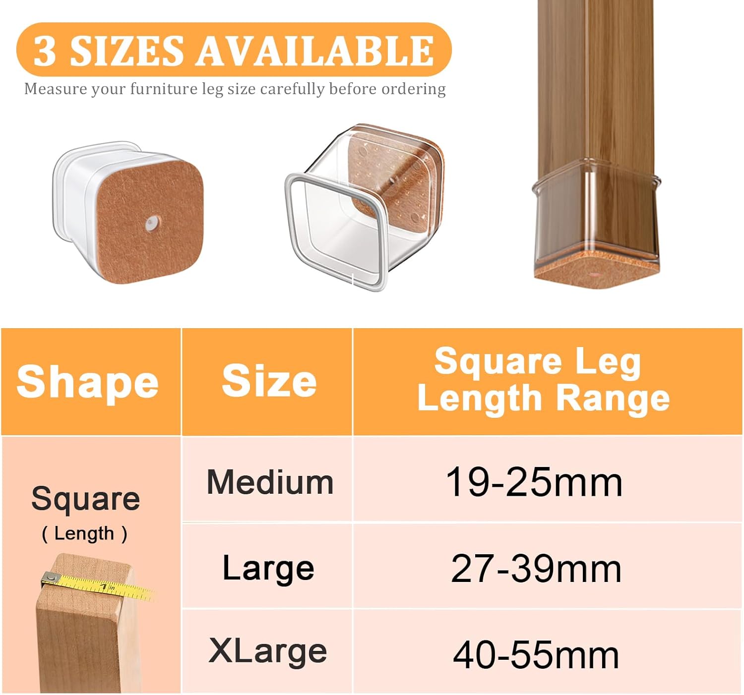 20 Pezzi Gommini per Sedie Quadrati in Silicone - immagine 4