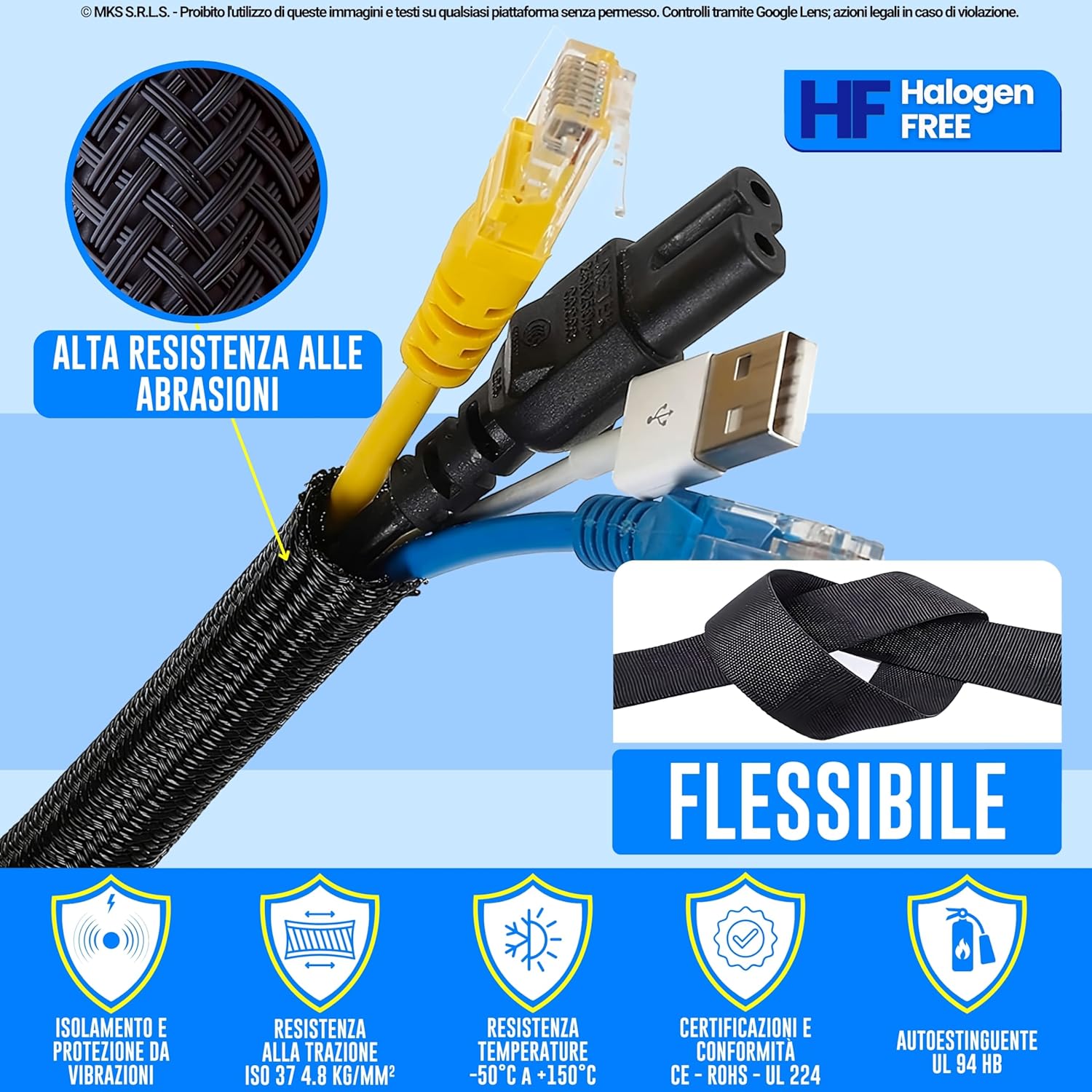 Marketconnect® Guaina Cavi Espandibile Ø 20mm, 50mt, Nero - immagine 5