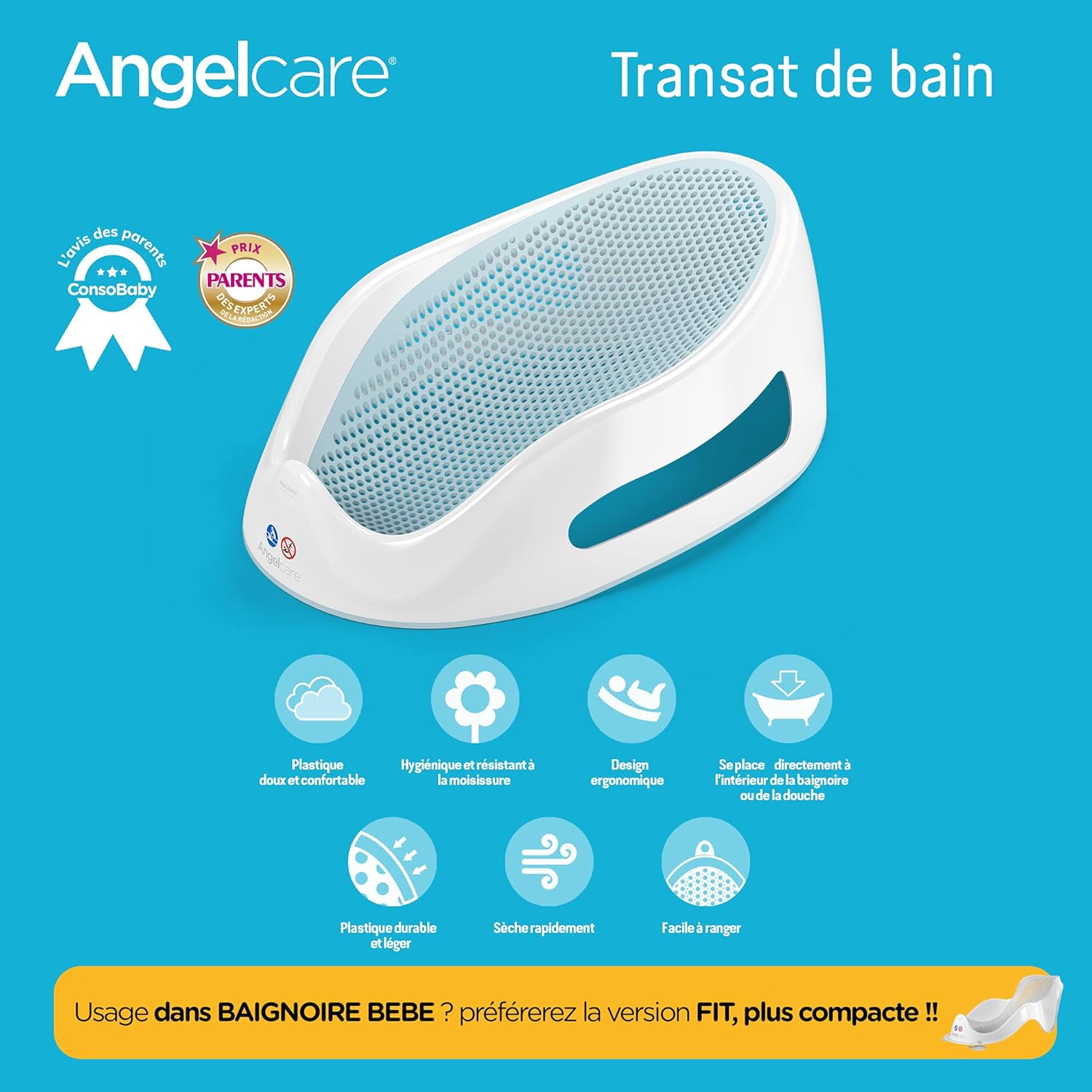 Angelcare - Supporto Soft Touch per il bagnetto, Blu (Aqua) - immagine 2