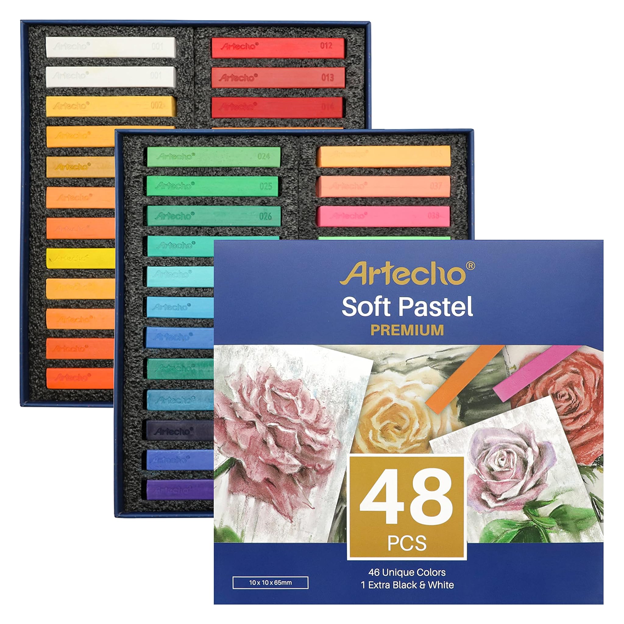 Artecho Premium Set Pastelli Morbidi 46 Colori + Nero e Bianco