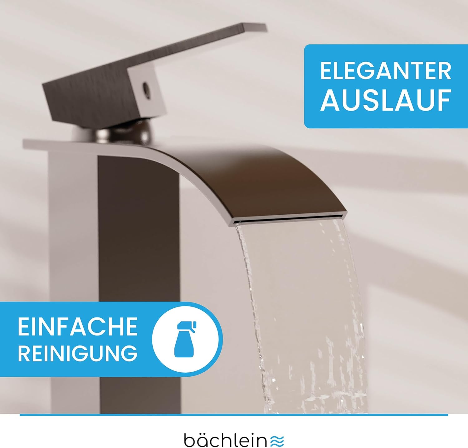 Bächlein Rubinetto Bagno Tamina Alto a Cascata, Antracite - immagine 2