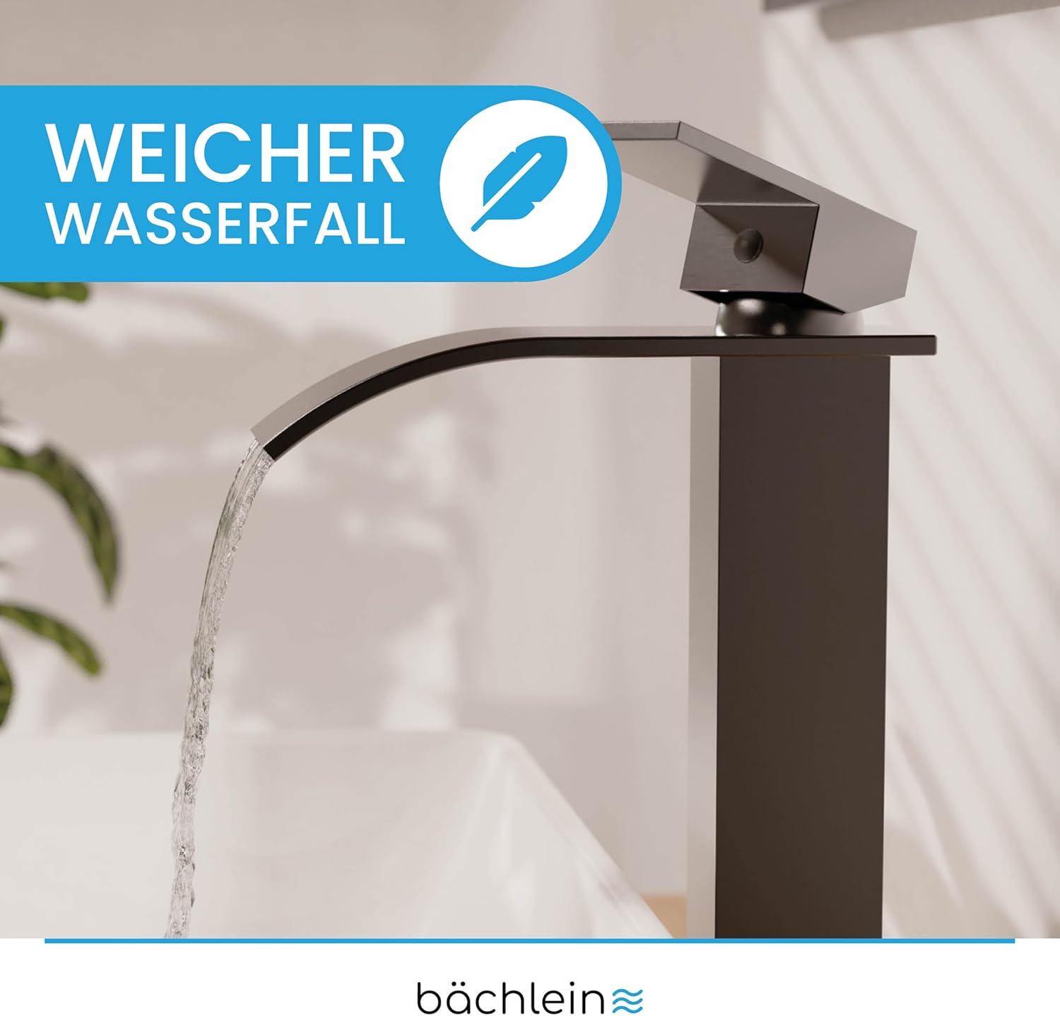 Bächlein Rubinetto Bagno Tamina Alto a Cascata, Antracite - immagine 4