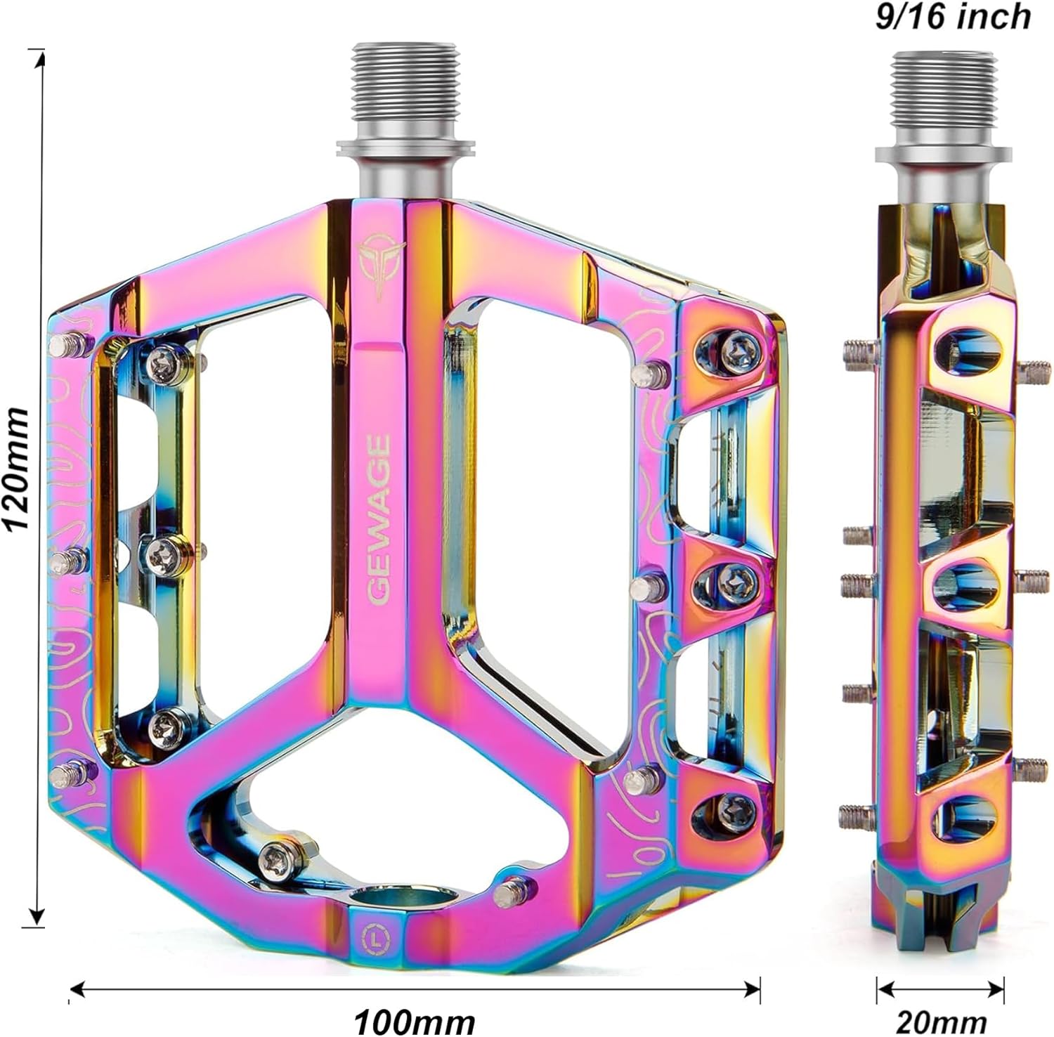 Gewage Pedali MTB Flat Antiscivolo in Lega Alluminio - immagine 3