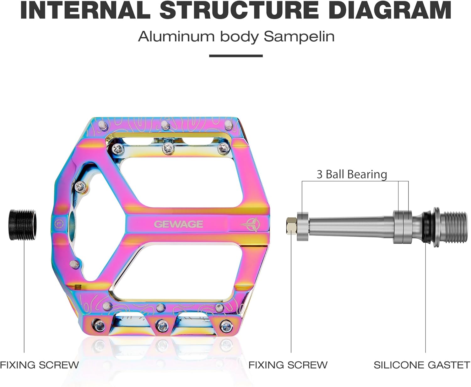 Gewage Pedali MTB Flat Antiscivolo in Lega Alluminio - immagine 4