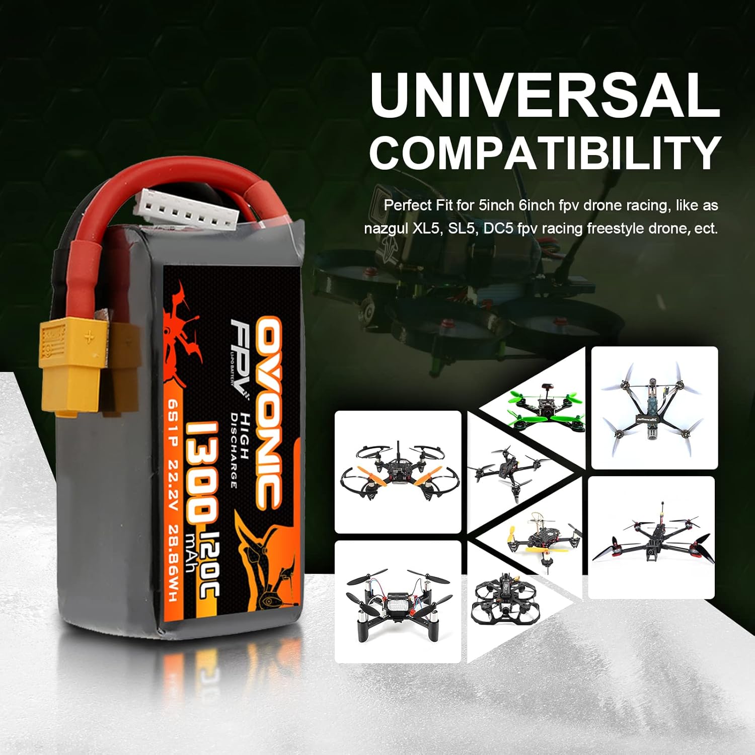 Ovonic Batteria Lipo 6s 1300 mAh 22,2 V 120C (2 pezzi) - immagine 3