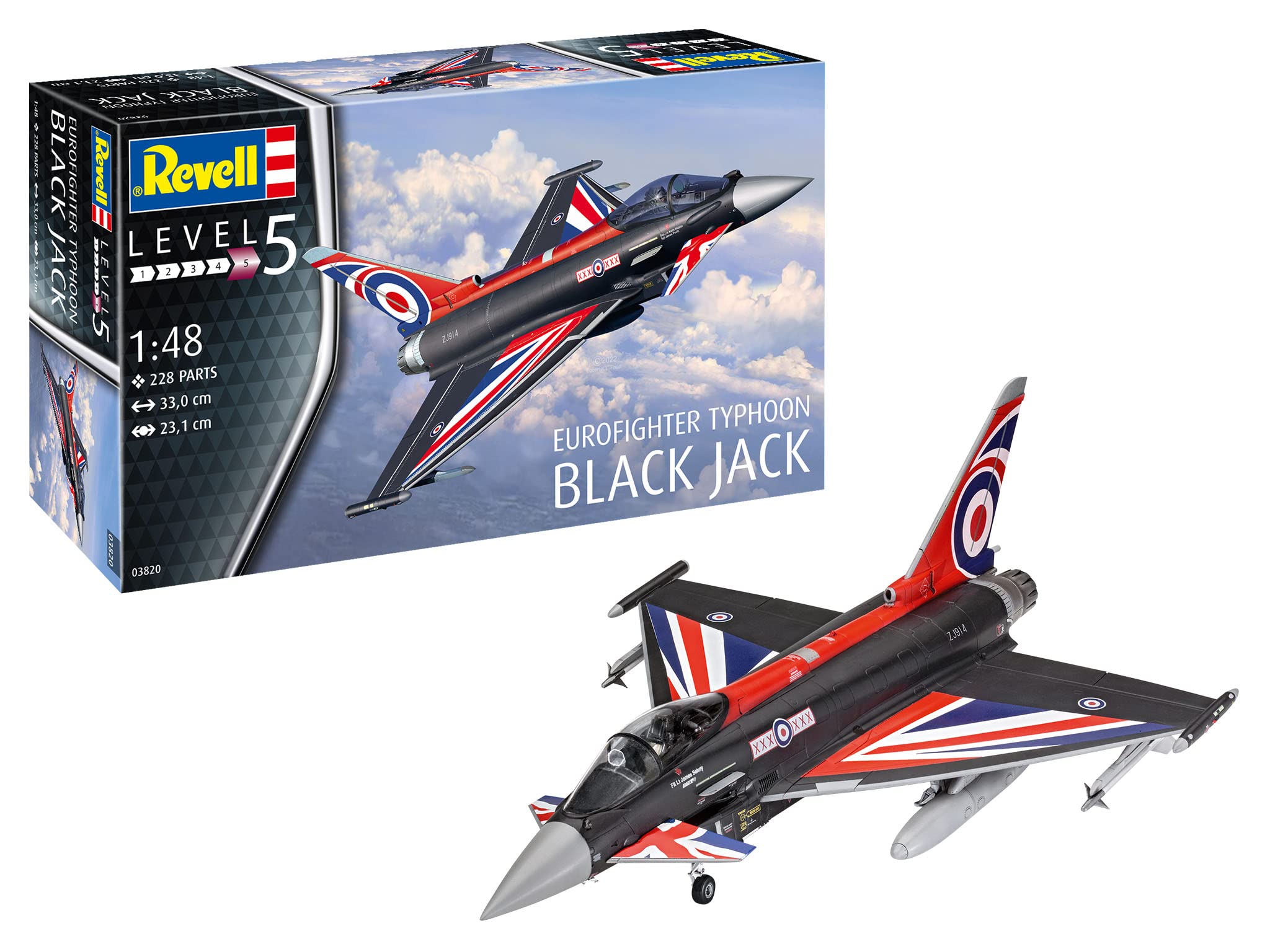 Revell 1:48-Eurofighter Black Jack Typhoon, Colore Non Verniciato, 1/48, 03820