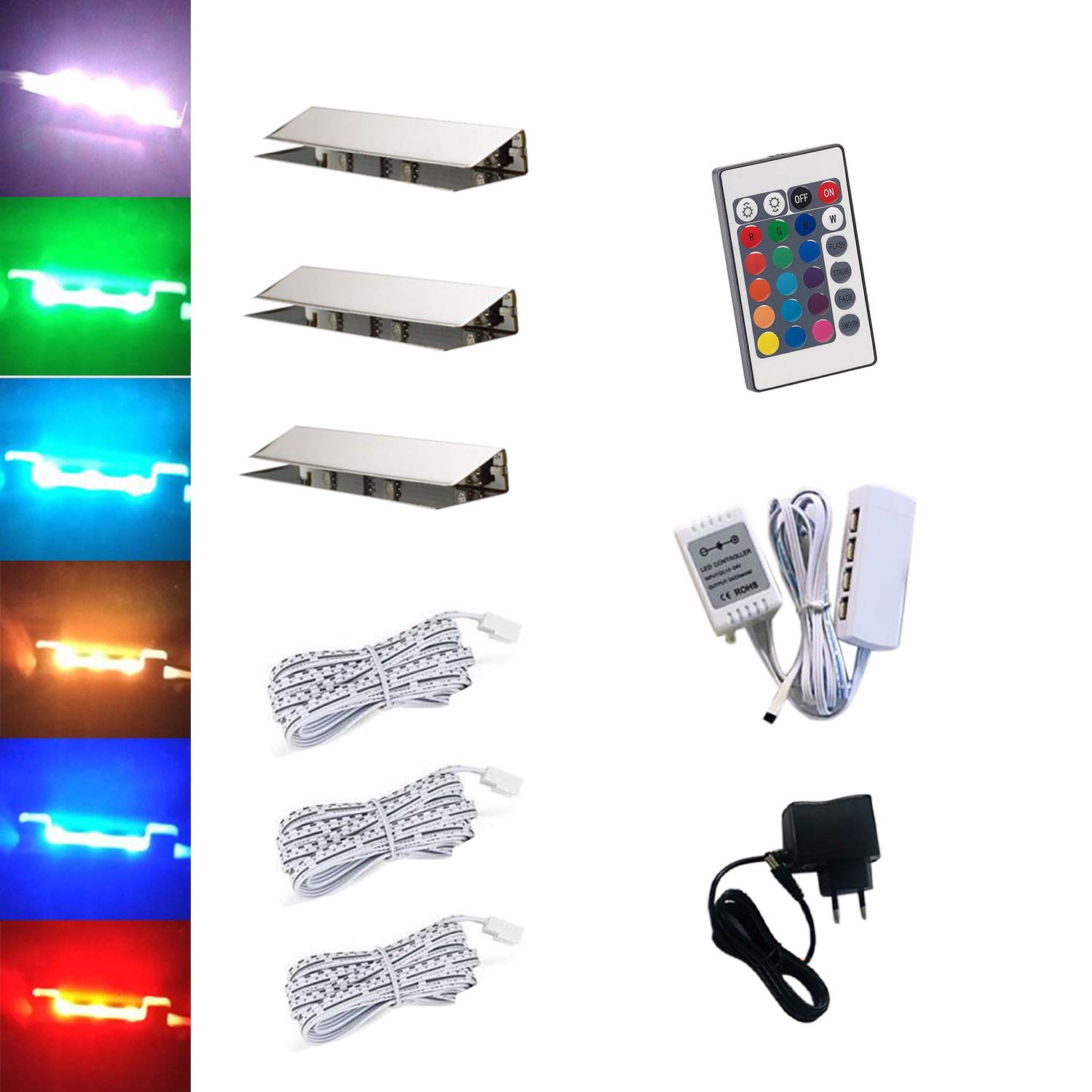 Acce Illuminazione LED RGB per Bordi in Vetro (3 pezzi)