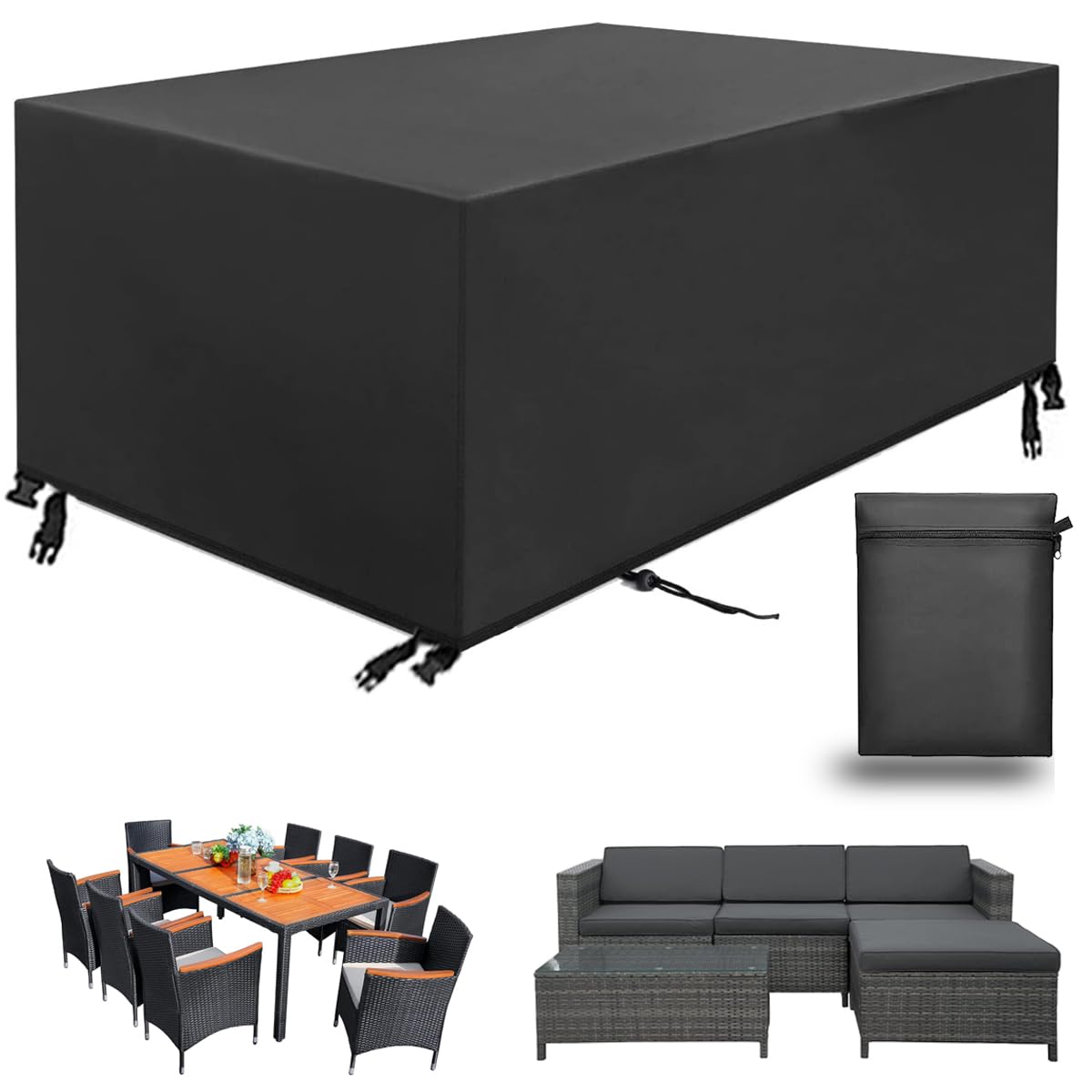 Copertura Per Mobili da Giardino Telo Oxford Impermeabile, Nero