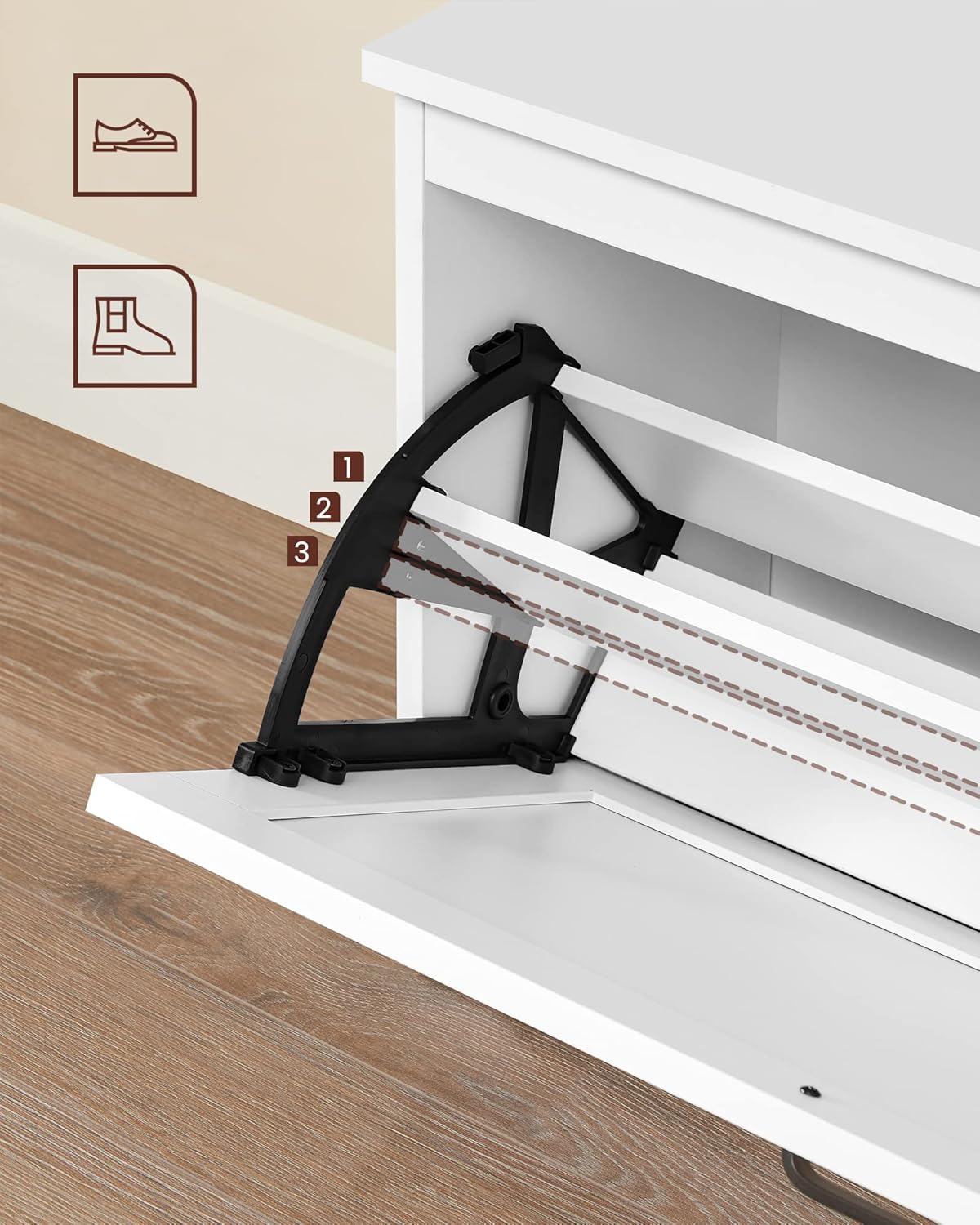 Vasagle Panca Scarpiera da Ingresso 80x30x46 cm, Bianco - immagine 6