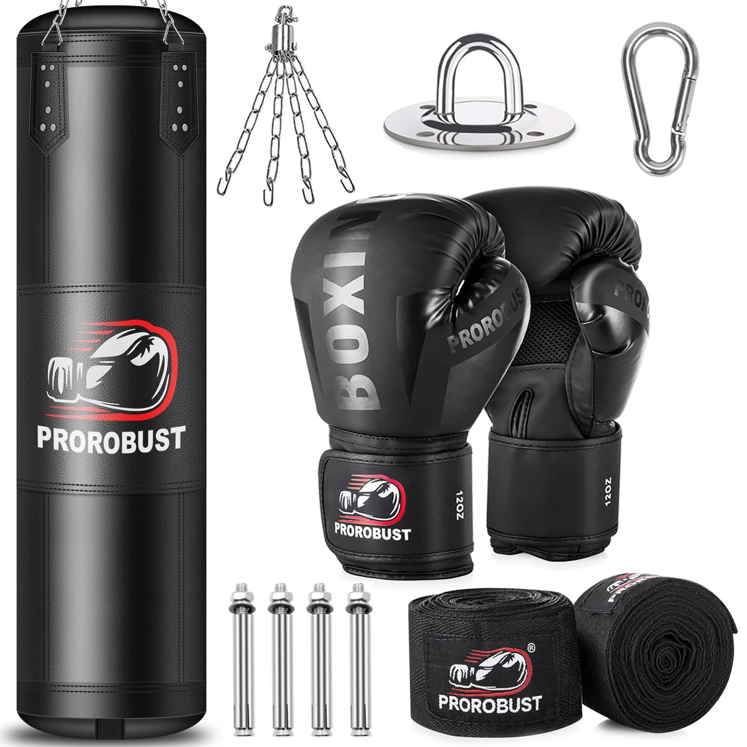 Prorobust Sacco da Boxe Oxford Pesante 120cm, Nero