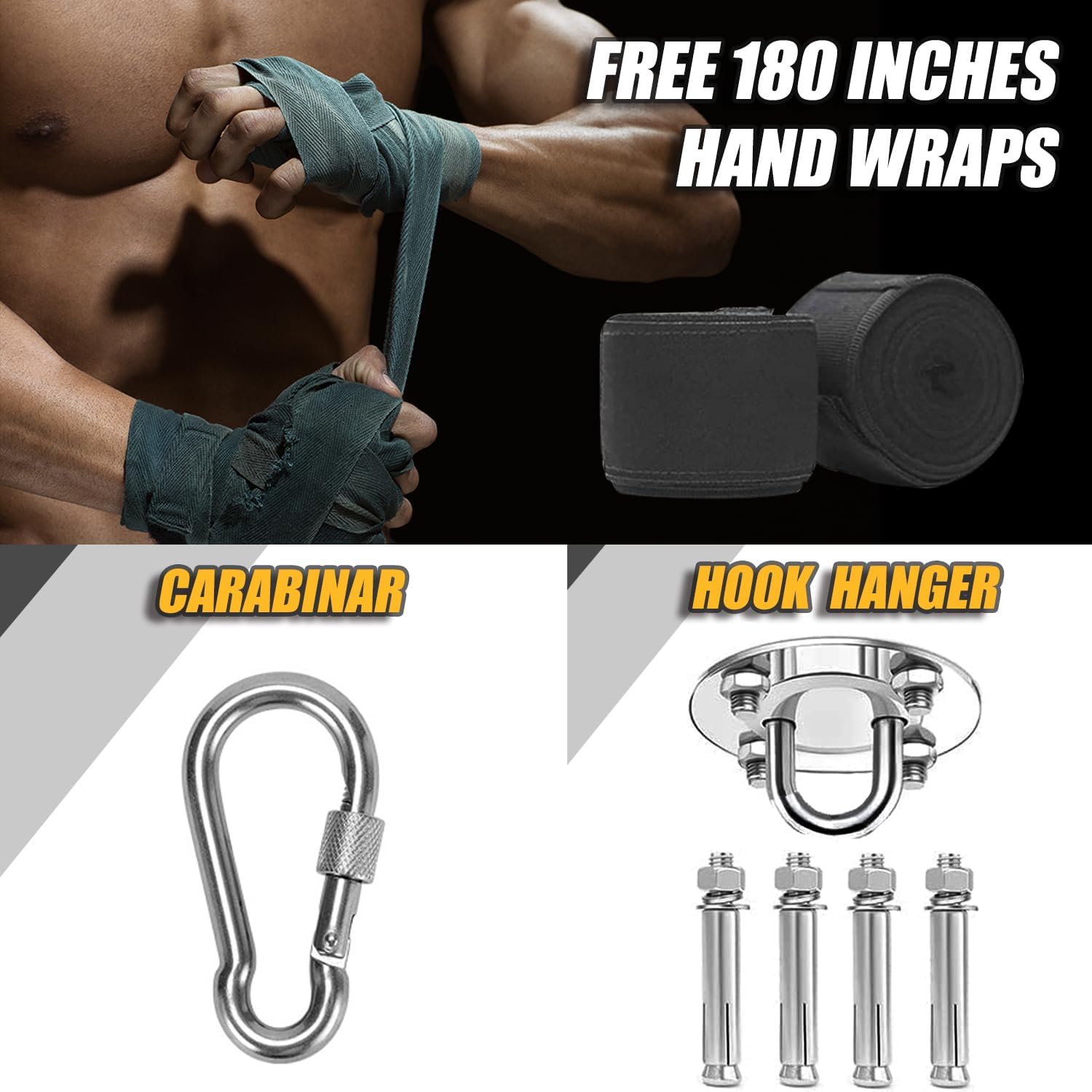 Prorobust Sacco da Boxe Oxford Pesante 120cm, Nero - immagine 6