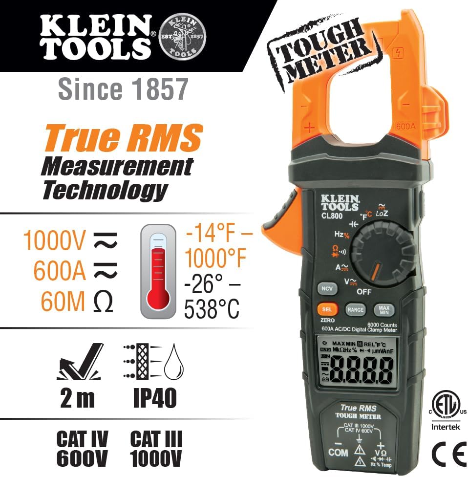 Klein Tools CL800 - Morsetto Digitale AC/DC Auto-Ranging - immagine 2