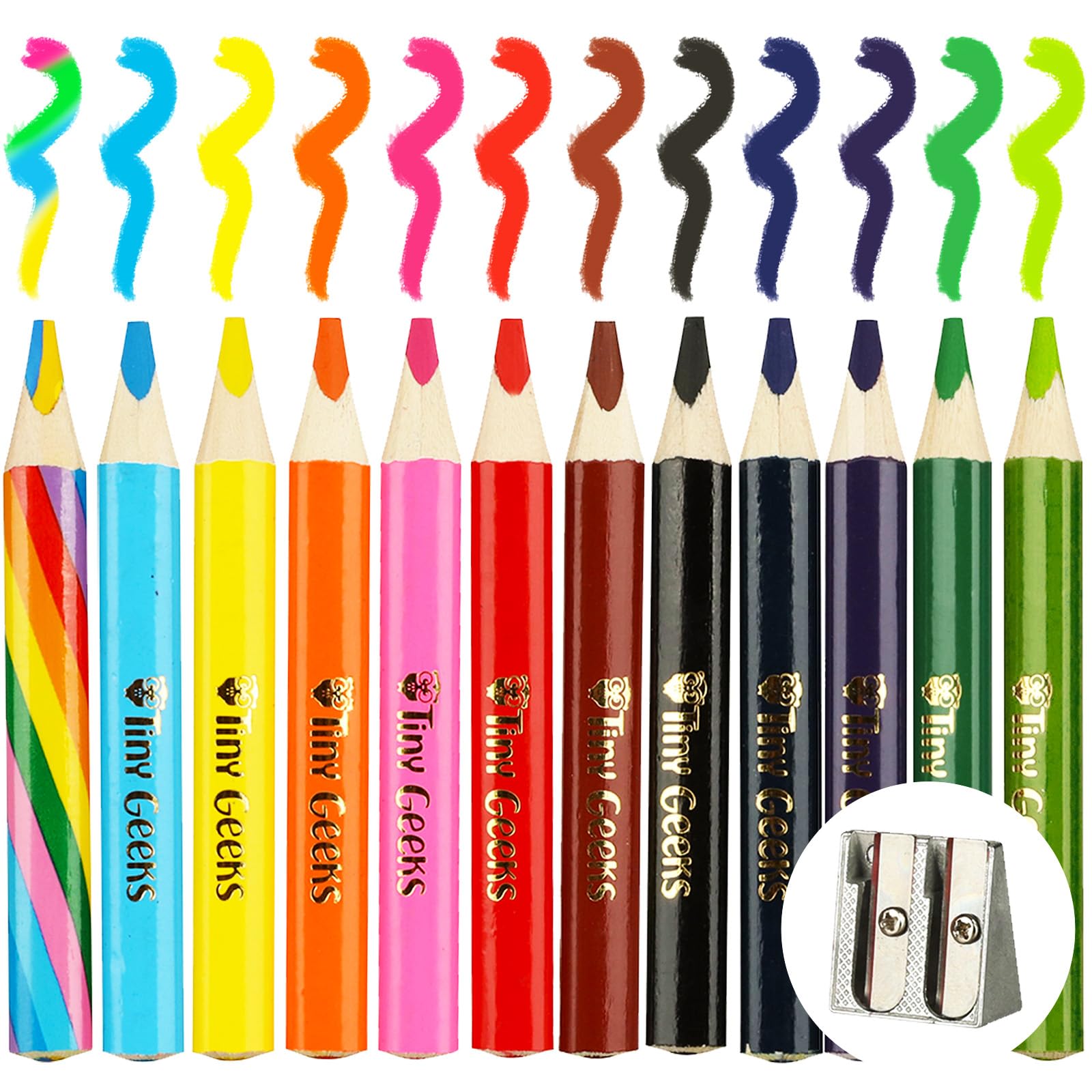 Matite Colorate Jumbo - NUOVO -12 Matite Colorate per Bambini e Matita Arcobaleno Extra + Temperamatite + Perfetto per i giovani scolari + Raccomandato dagli Insegnanti